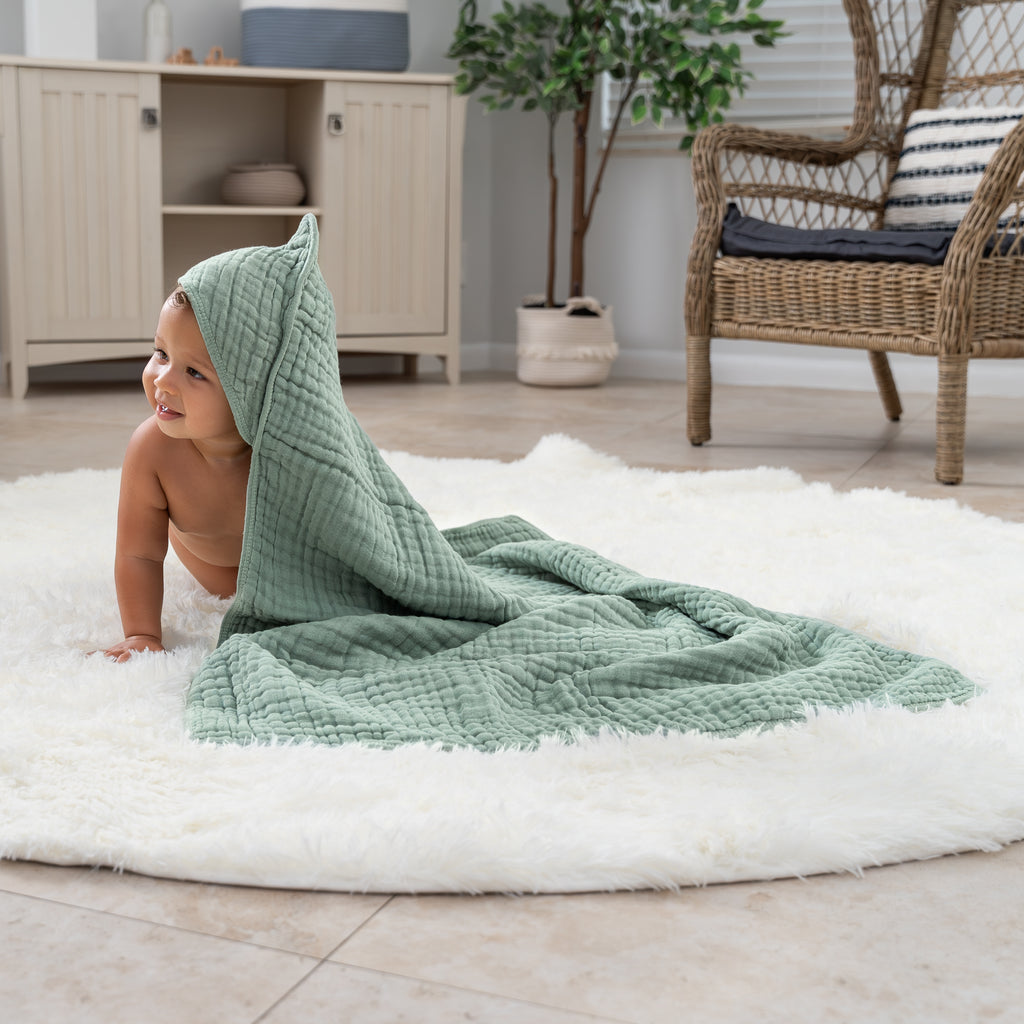 Comfy Cubs Ultra Soft Muslin Cotton Hooded Baby Towel - Newborn Bath & Swim Wrap, Perfect for Infants, Toddlers, and Kids - Ideal for Bath Time, Swimming, Beach, and Spa Days