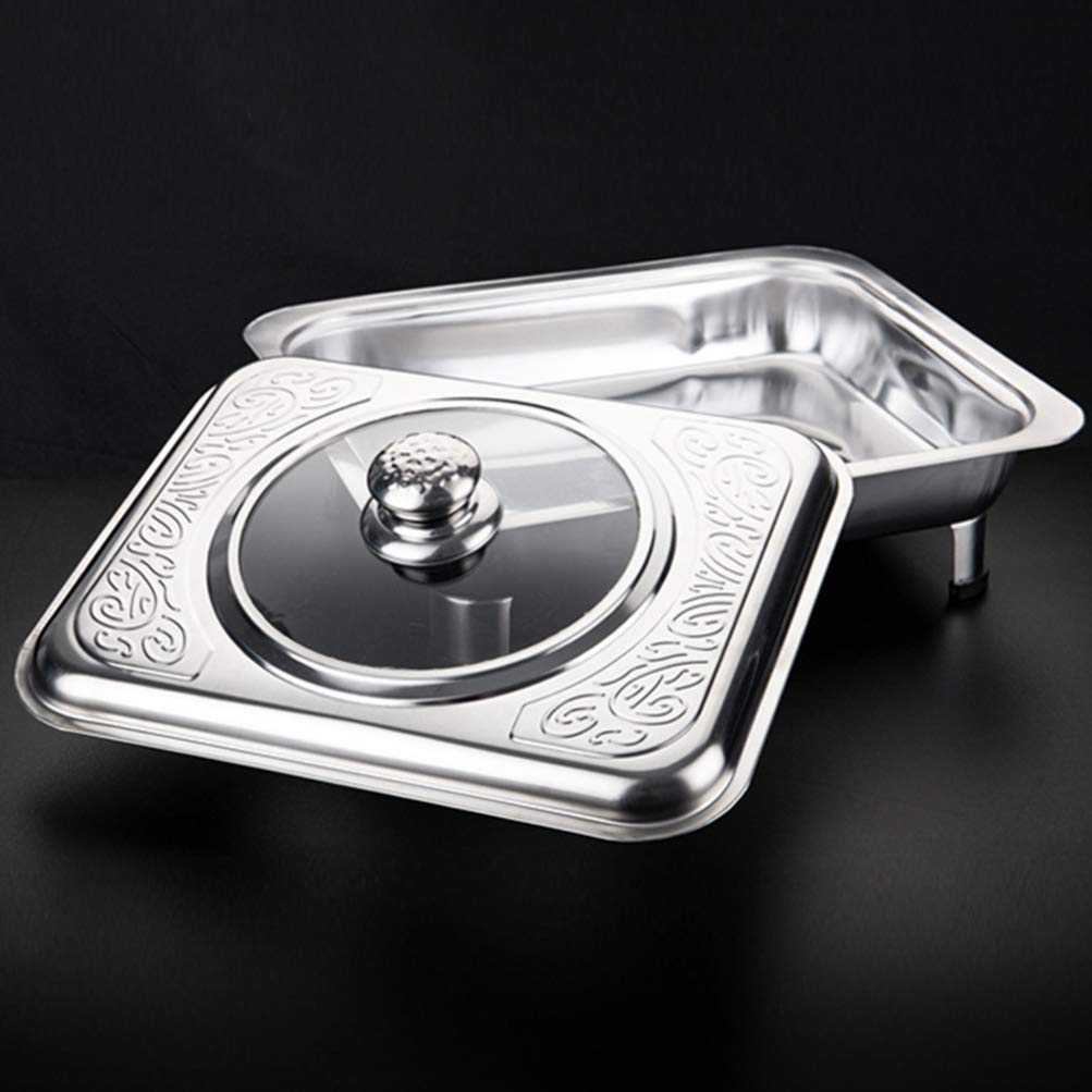 Premium Stainless Steel Rectangular Food Tray - Hemoton 1-Piece Dinner Plate, Fruit & Snack Serving Dish for Kitchen, Dining, Buffet, Party & Catering