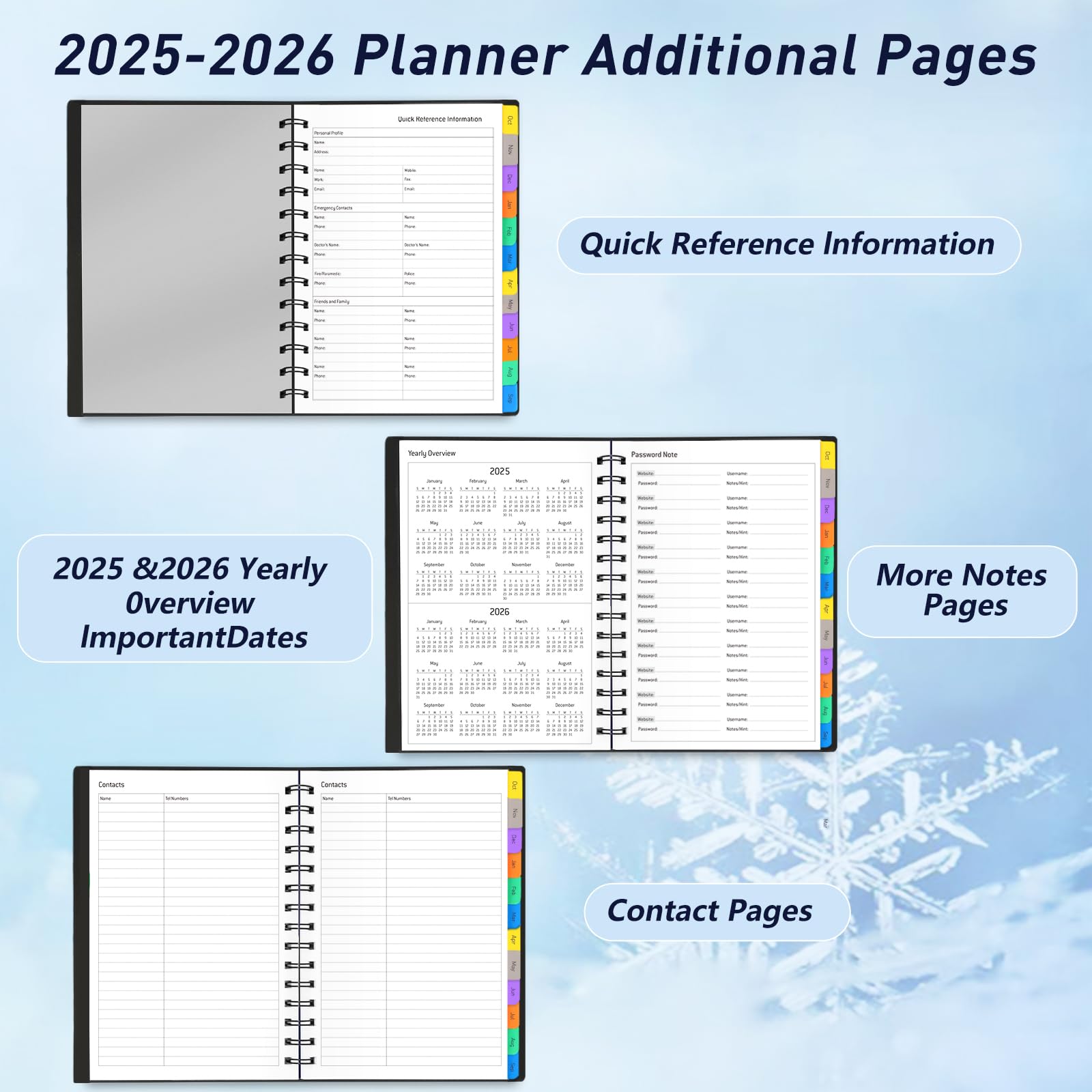 2025-2026 18-Month Daily Planner with Tabs - Spiral Bound Calendar Organizer for Yearly, Monthly & Weekly Planning (Jan 2025-Jun 2026) | Flexible Cover, 100GSM Thick Paper, A5 Size | Perfect for Work, School & Personal Time Management | Black
