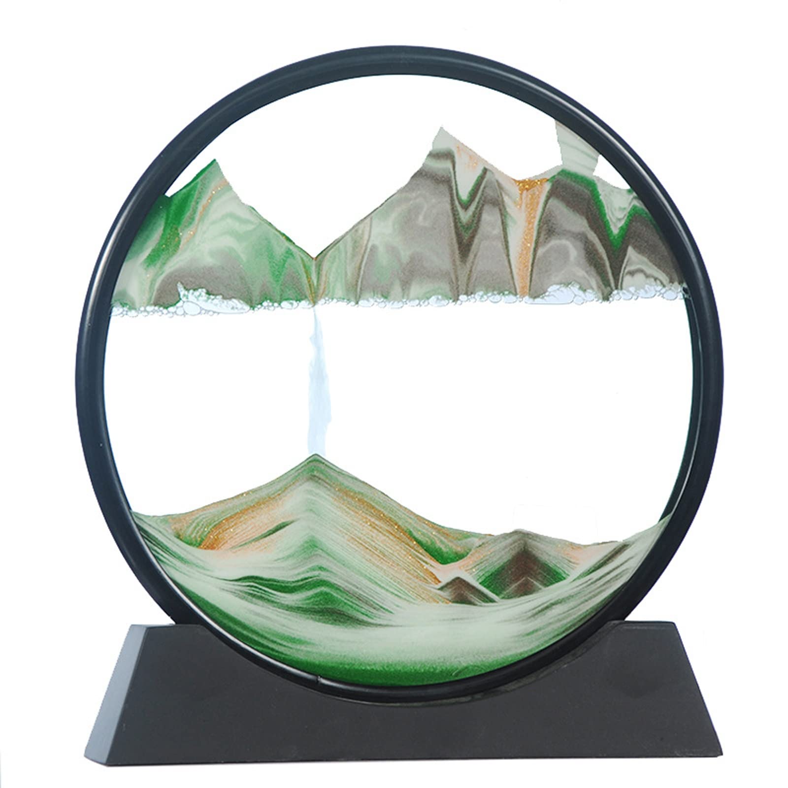 Xin Yan 3D Deep Sea Sand Art Picture - Moving Sandscapes in Motion Round Glass Desktop Decor for Adults & Kids, Large Ocean Theme Meditation Toy (Color A, Medium Size) | Perfect for Office Desk, Home Decor, Stress Relief & Sensory Play