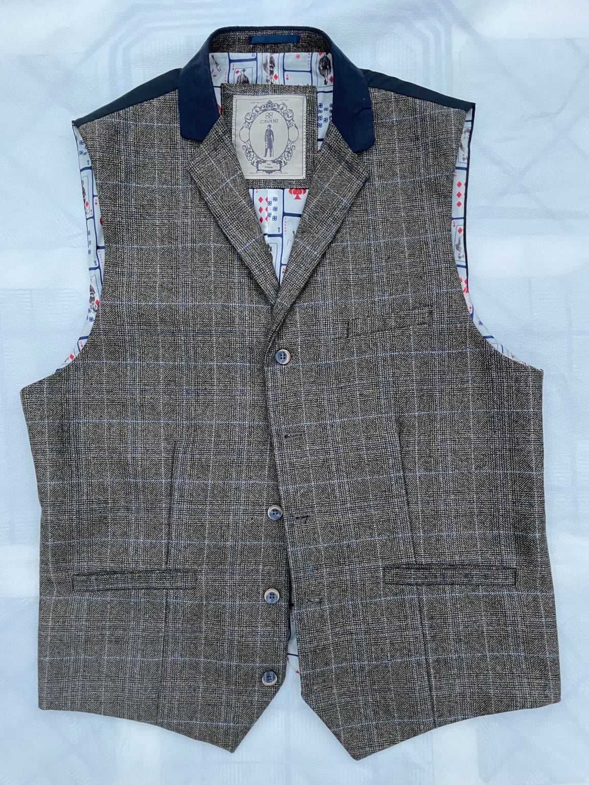 Cavani Sintan Brown Slim Fit Tweed Style Waistcoat Vest for Men | Formal & Casual Wear | Perfect for Weddings, Office & Special Occasions