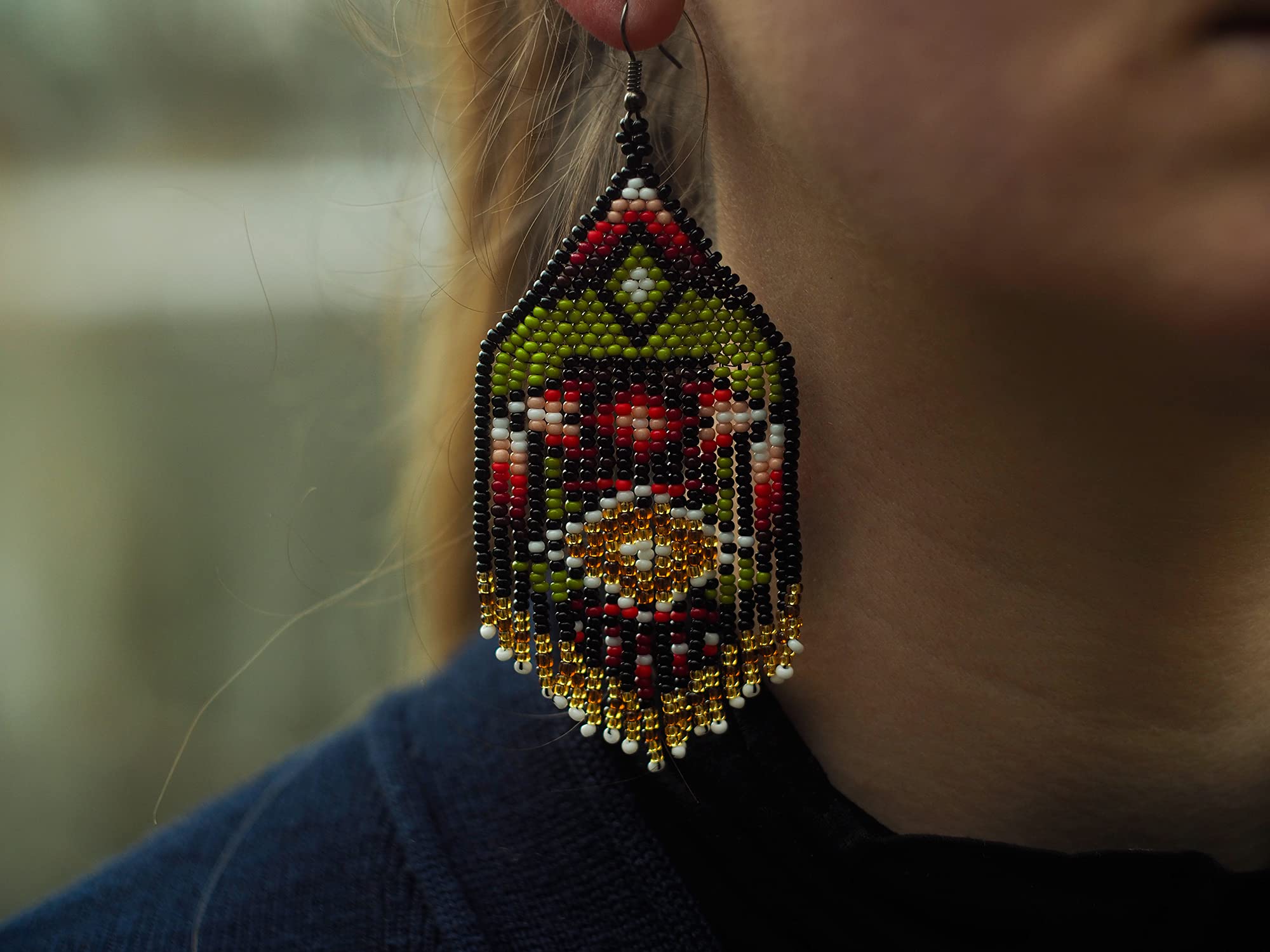 Forest Spirits Indian Inspired Beaded Earrings | Native American Style Beaded Jewelry | Handmade Bohemian Tribal Earrings | Perfect for Festivals, Weddings & Boho Fashion