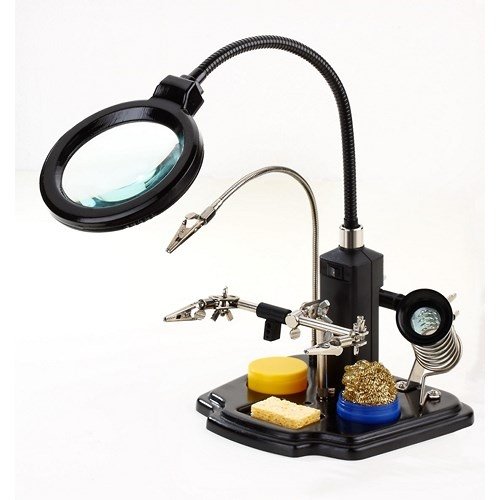 Elenco ZD-10Y LED Magnifying Lamp with Third Hand - 8 Pack for Jewelry Making, Electronics Repair & Craft Work