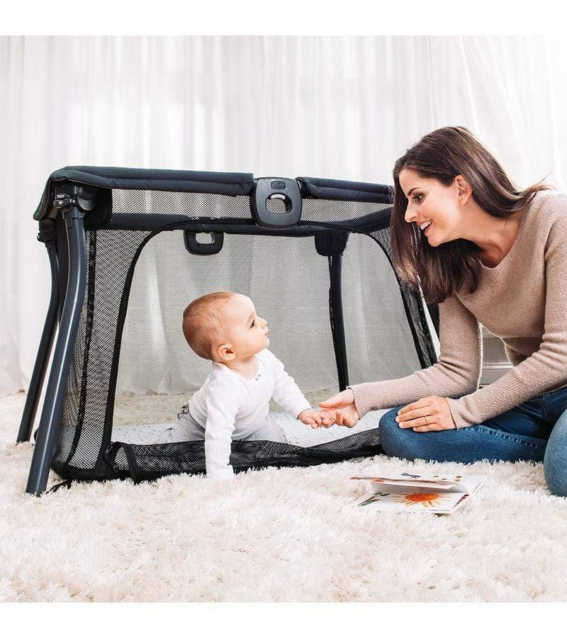 Chicco Alfa Lite Lightweight Travel Playard - Portable Baby Crib for Travel & Home Use - Midnight Blue - Perfect for Airplanes, Hotels & Indoor Play