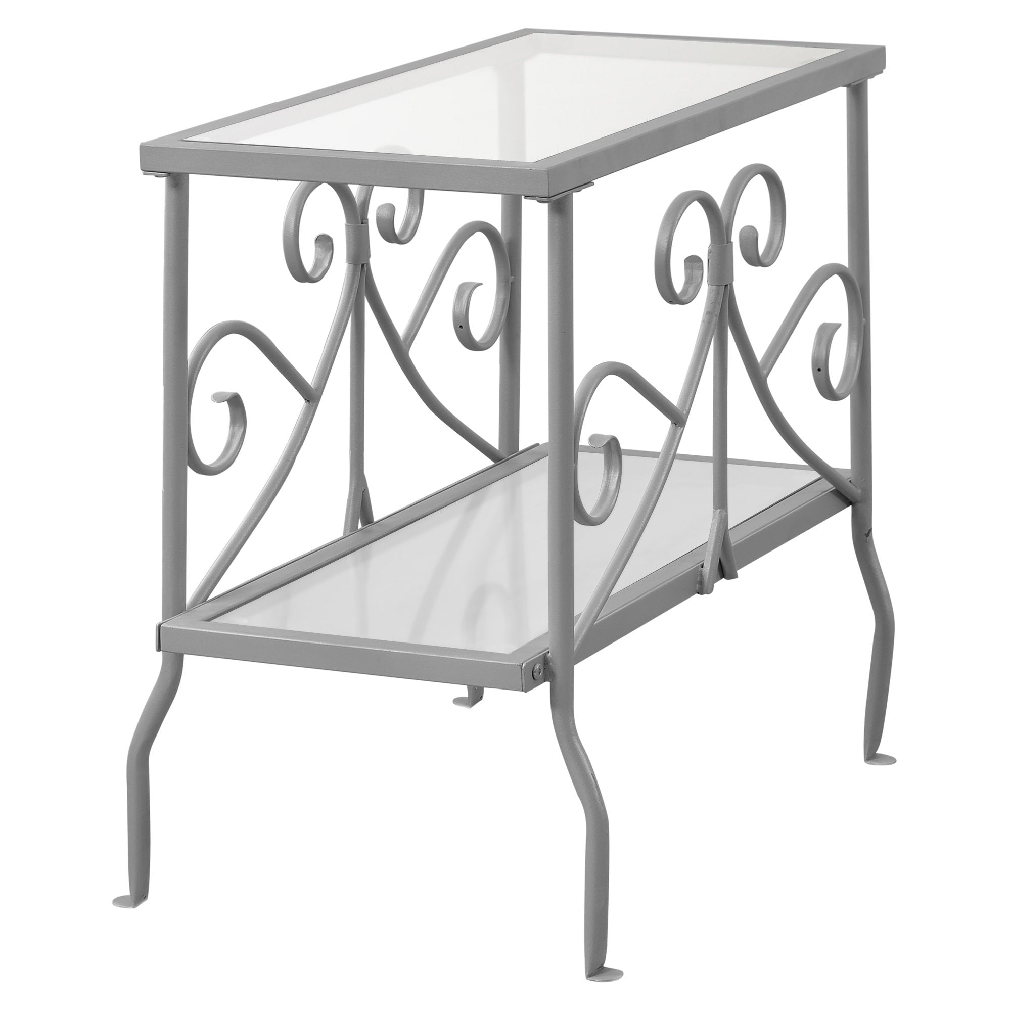 Modern Silver Metal Accent Table with Tempered Glass Top - Perfect for Living Room, Bedroom, or Office Decor