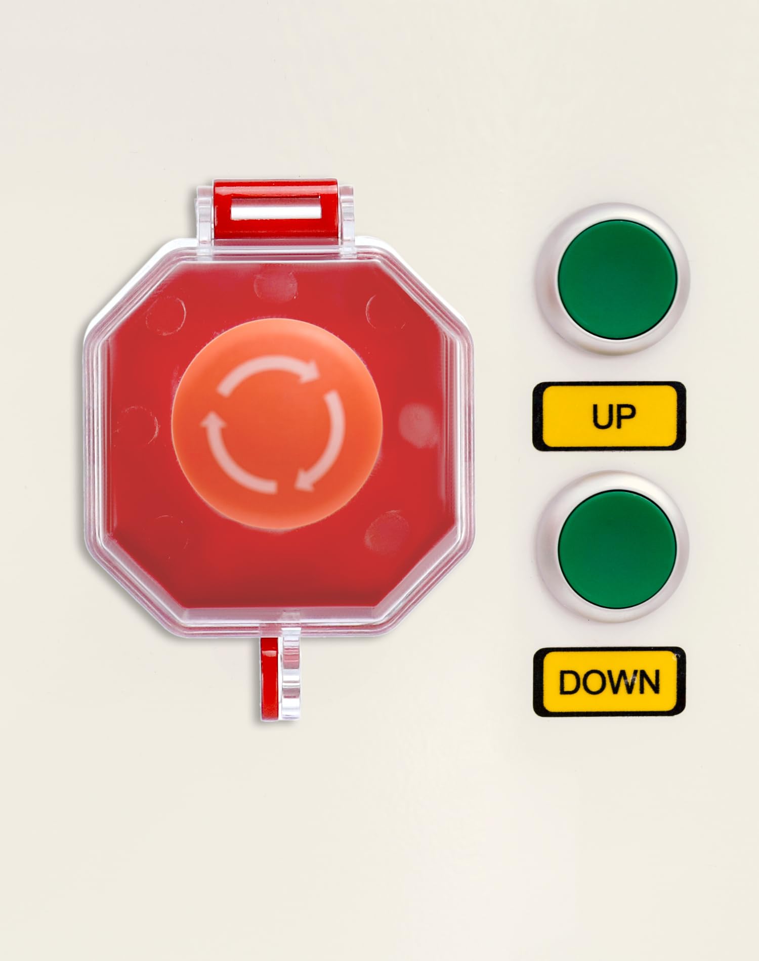 QWORK 4-Pack Emergency Stop Button Covers - Durable Plastic Switch Protectors for Toggle & Push Button Switches - Safety Lockout Covers for Industrial Equipment & Machinery - Perfect for Factories, Workshops, and Electrical Panels