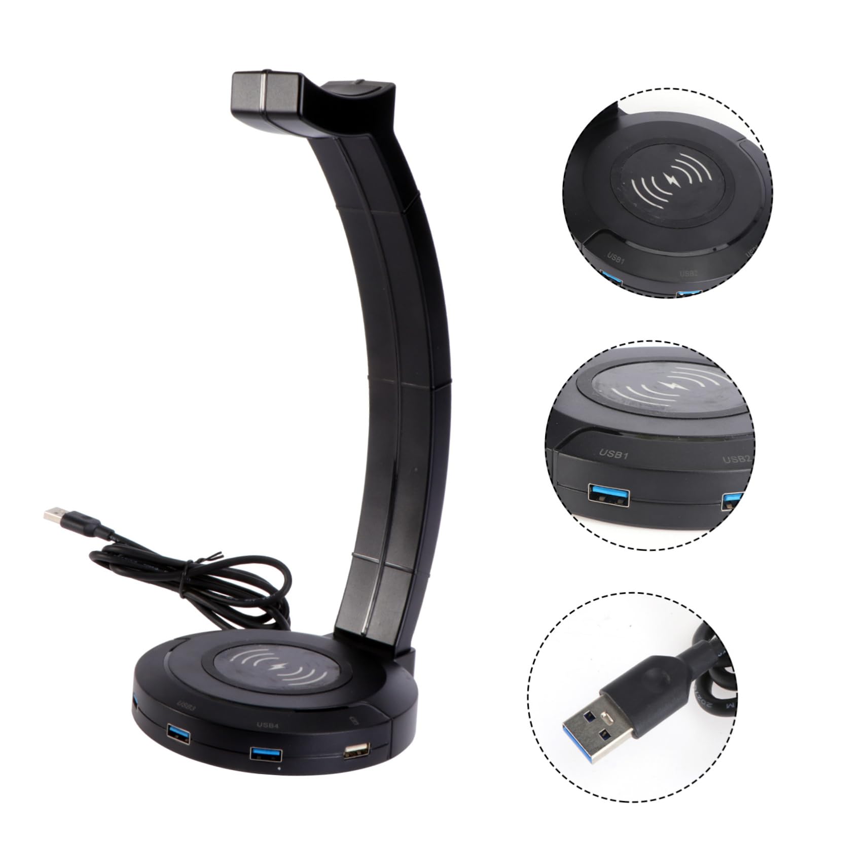 Veemoon RGB LED Headphone Stand with USB Charging Port - Gaming Headset Holder for Phone & Tablet | Perfect for Gaming Setup & Desk Organization
