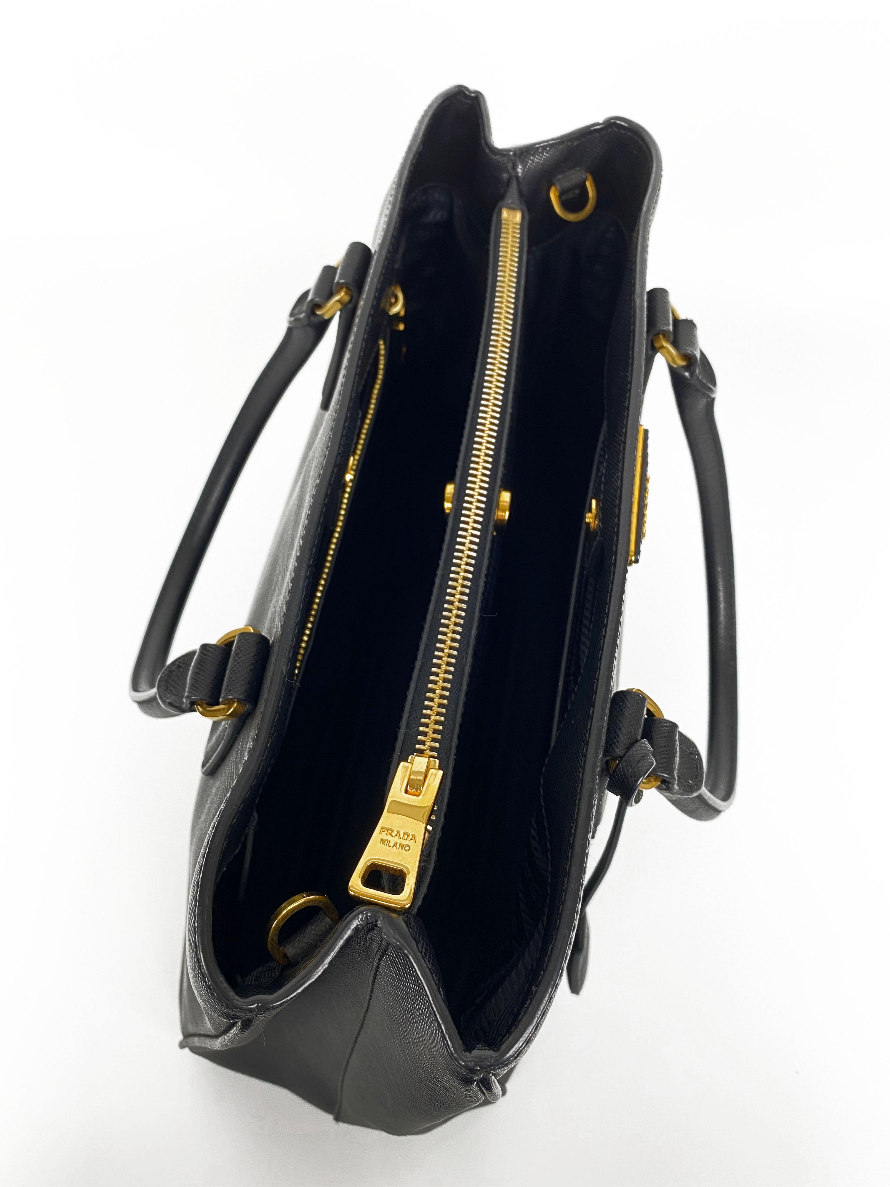 Prada Black Medium Double Zip Lux Tote Bag for Women - Premium Leather Handbag with Dual Zippers - Perfect for Work, Travel & Everyday Use