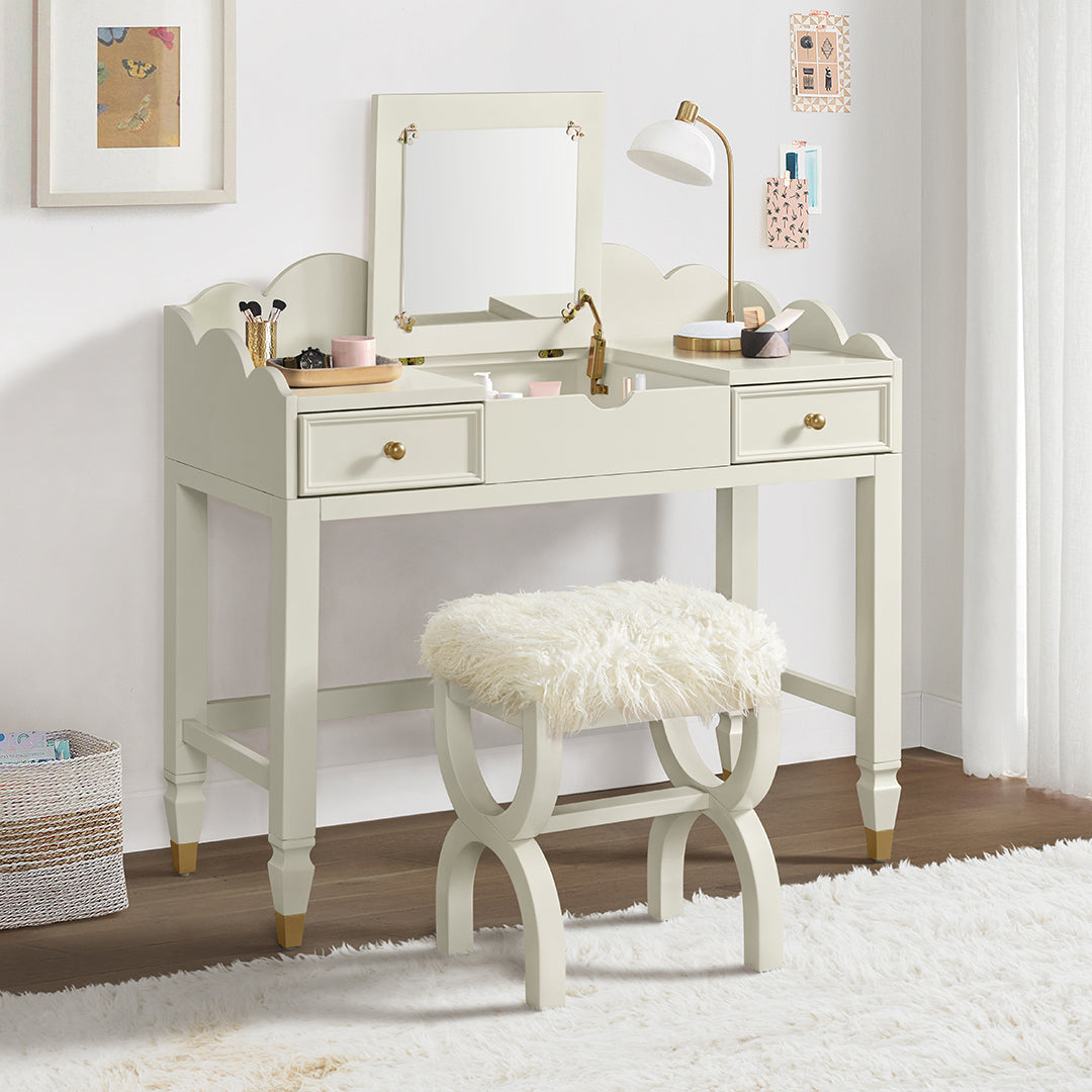 Olivia Vanity Set with Mirror & Stool - Elegant Dressing Table for Makeup & Hair Styling - Perfect for Bedroom, Bathroom & Salon Decor