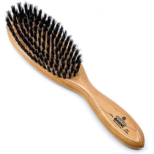 Kent LC22 Premium Cherrywood Boar Bristle Hair Brush for Women - Detangling & Straightening Brush for Medium to Thick Hair of All Lengths - Salon Quality Wooden Hairbrush for Smoothing & Styling at Home