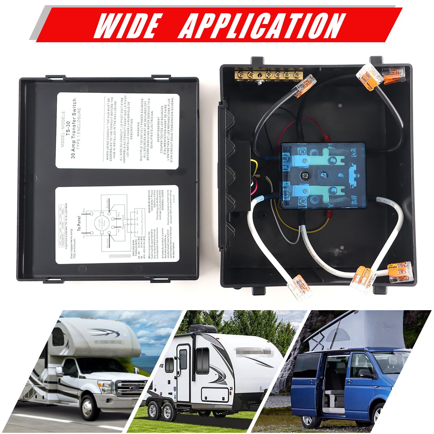 30 Amp Automatic Transfer Switch for RV, Travel Trailer & Camper Van - Generator Transfer Switch for Inverter, Shore Power & Generators (120V) - Perfect for Off-Grid Living, Emergency Backup & Mobile Power Solutions