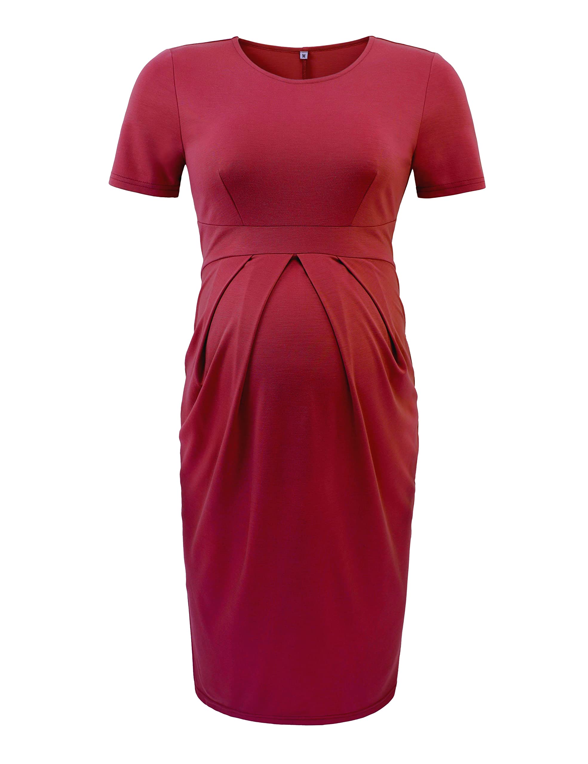 Elegant Short Sleeve Maternity Dress for Pregnancy - Casual & Work Wear, Baby Shower & Photoshoot Outfit | Comfortable Nursing Dress for Expecting Mothers