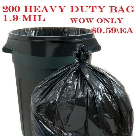 XXX Super Heavy Duty 55-60 Gallon Trash Bags (200 Count) - 1.9 Mil Thick Industrial Strength Garbage Liners for Home, Office & Commercial Use