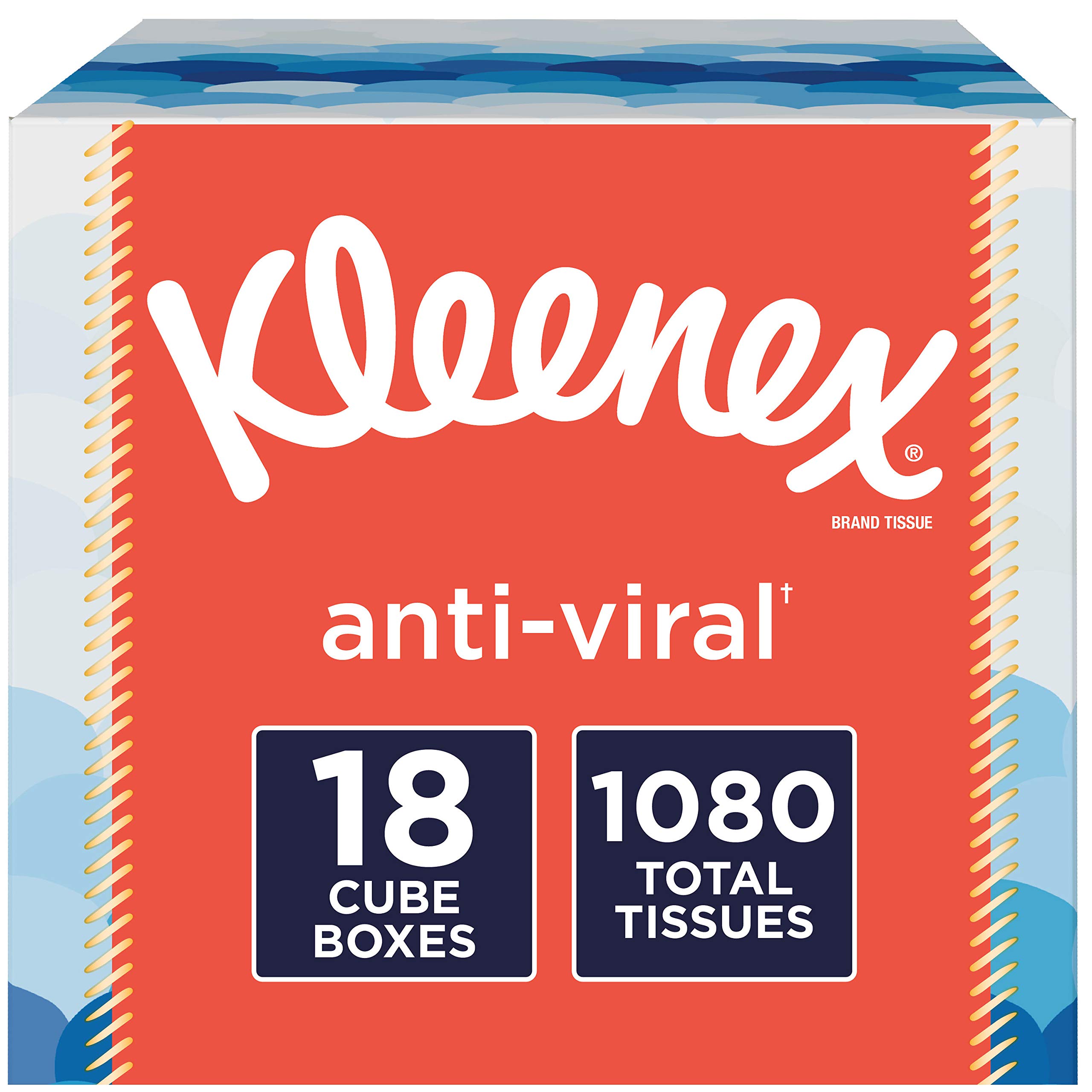 Kleenex Anti-Viral Facial Tissues - 18 Cube Boxes (60 Tissues Each, 1080 Total) | Soft & Strong for Cold & Flu Season | Home, Office & Travel Use