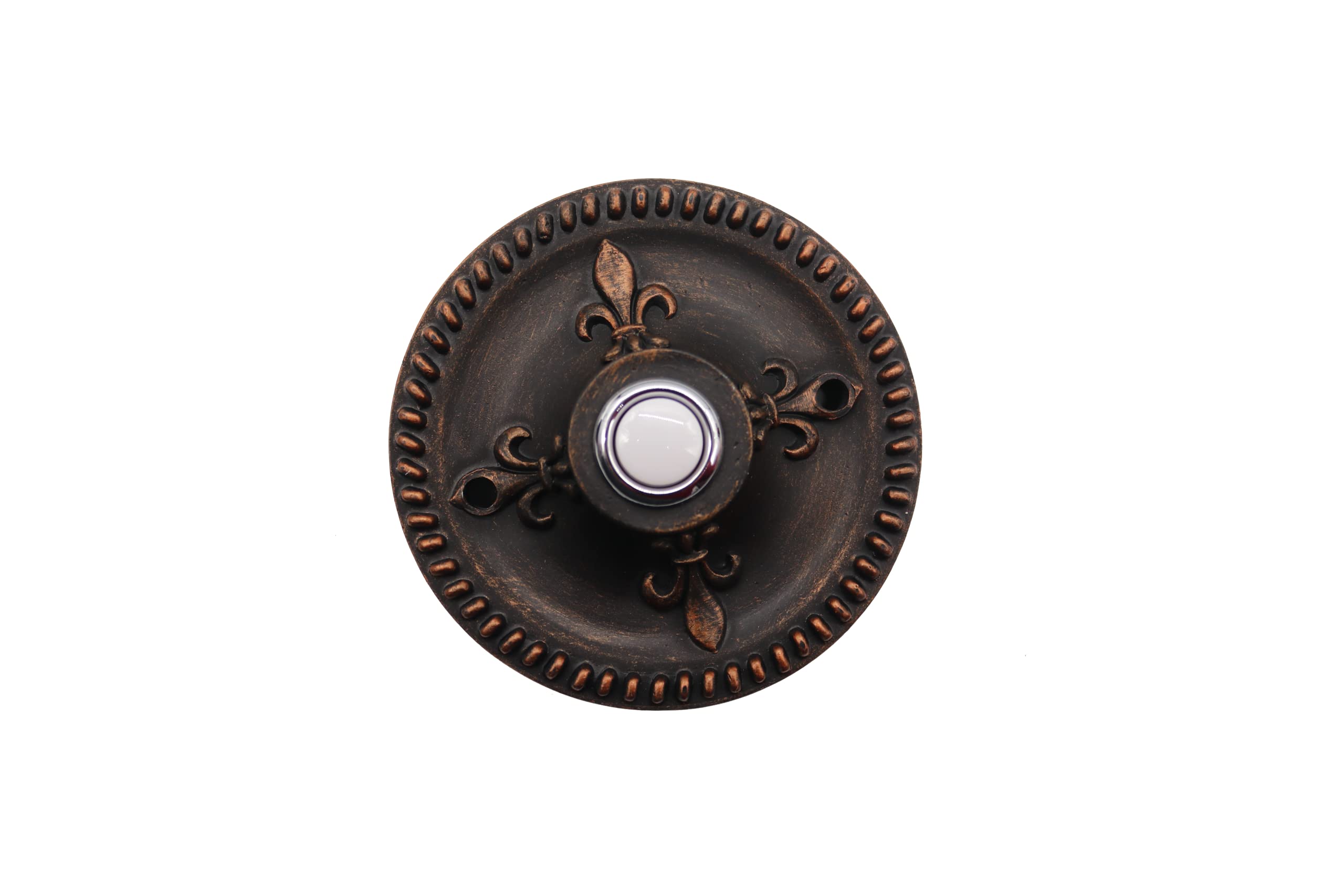 Vintage Round Wired Doorbell Button in Rubbed Bronze - Traditional Decorative Doorbell for Home Entryway - Perfect for Classic & Rustic Home Exteriors