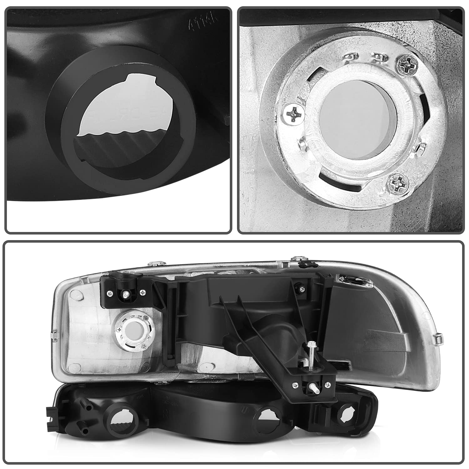 GMC Sierra Headlight Assembly 1999-2007 - Black Bumper Light for Yukon XL & HD Models