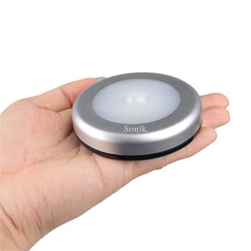 Searik Motion Sensor Night Light - Wireless Battery Operated LED Safety Lamp for Stairs, Bathroom, Closet, Hallway & Path - Auto On/Off Under Cabinet Lighting for Nighttime Safety & Convenience