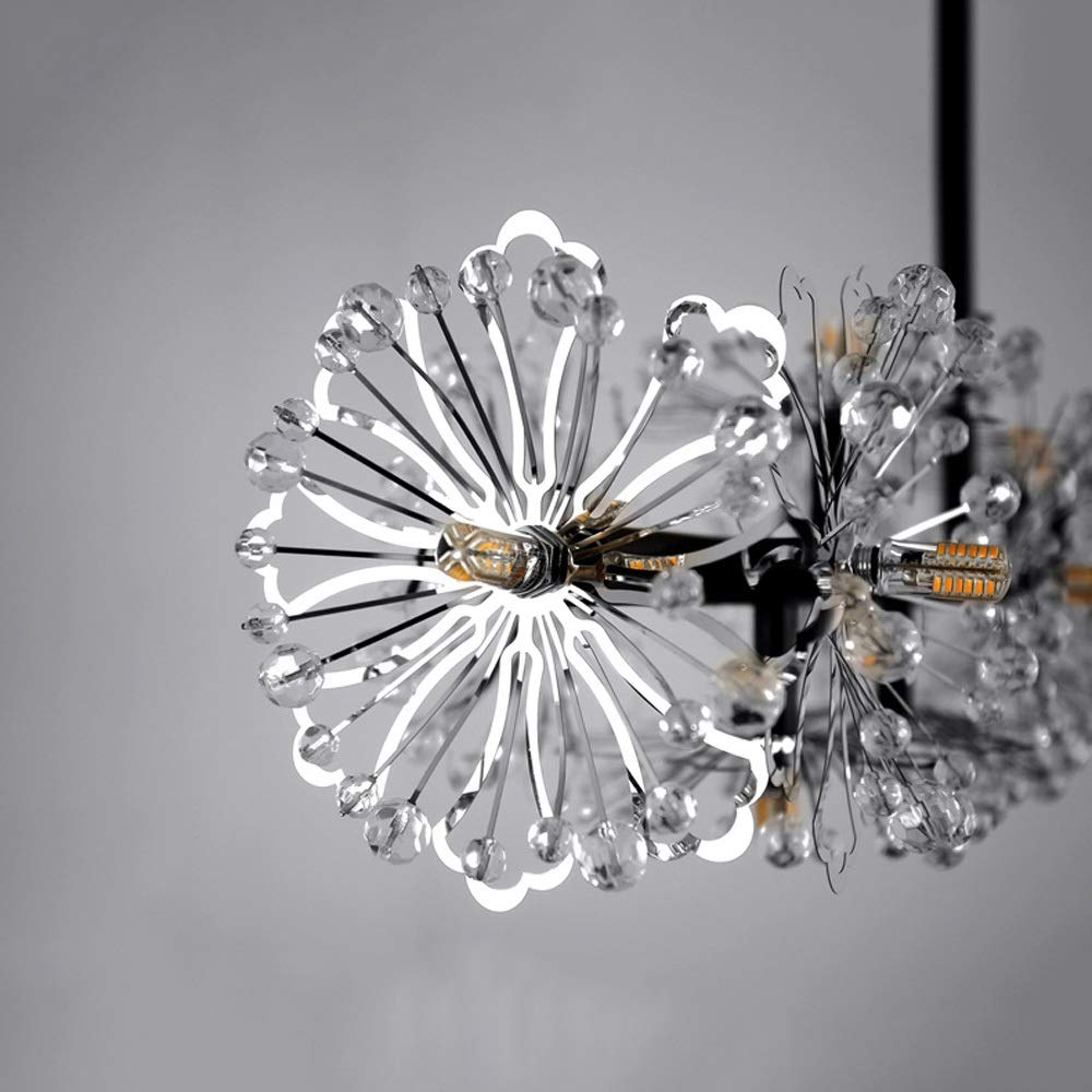 Crystal Chandelier LED Pendant Light - Modern Firework Dandelion Ceiling Fixture for Living Room, Dining Room, Bedroom, Cafe | Nordic Postmodern Design, Energy Efficient Lighting for Home & Commercial Spaces