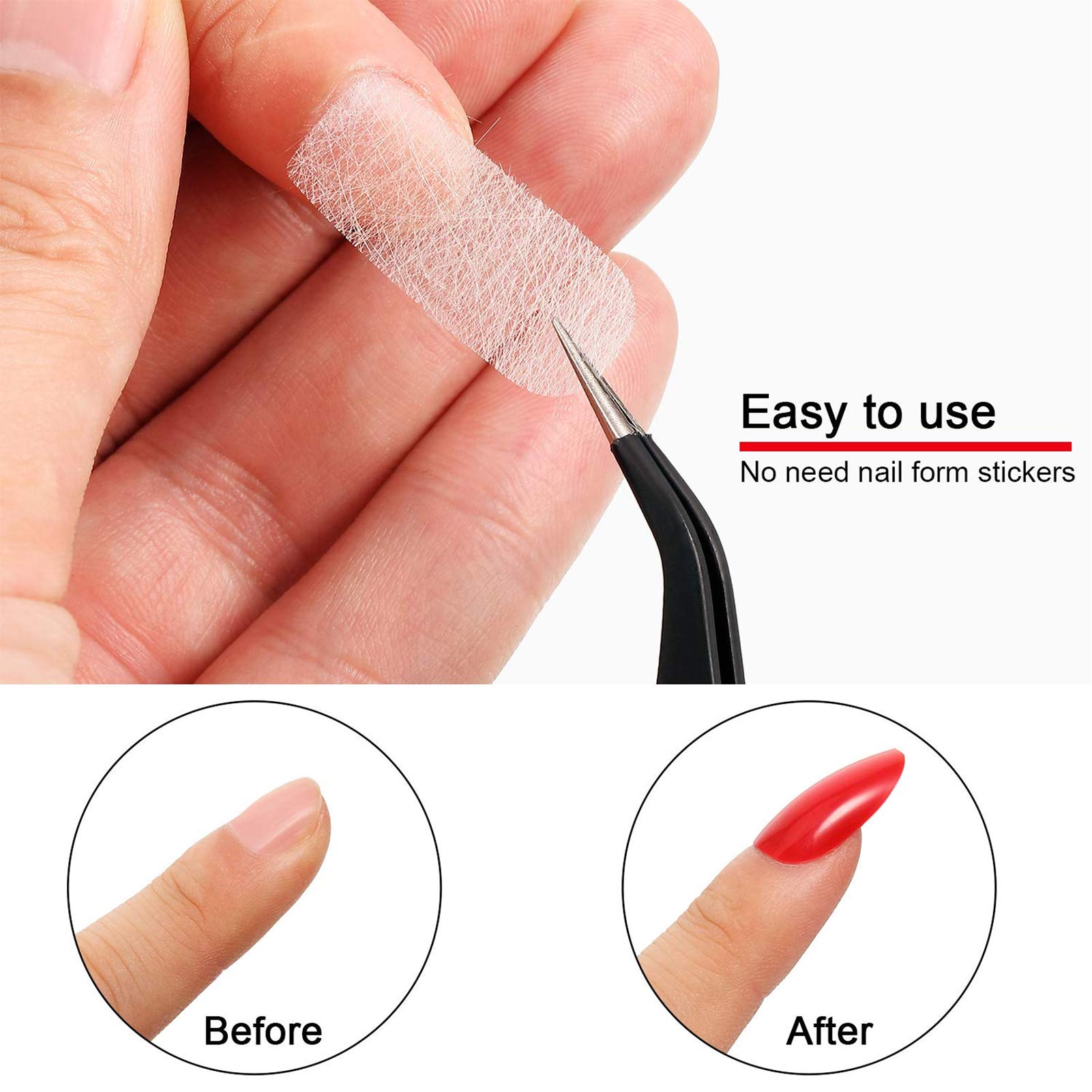 Premium Fiberglass Nail Extension Kit - 6 Nail Shapes DIY Silk Fiberglass Nail Tips Set with UV Gel for Professional Salon & Home Manicure | Perfect for Nail Art, Extensions & Salon-Quality Nails at Home