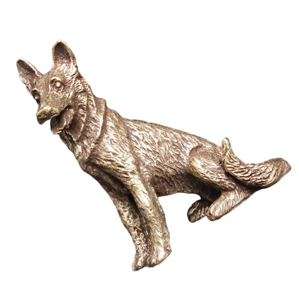 HEALLILY Chinese Feng Shui Brass Mini Dog Statue - Handcrafted Animal Sculpture Collectible for Home Decor, Office Desk & Gift | Feng Shui Wealth & Protection Symbol for Living Room, Study & Workspace