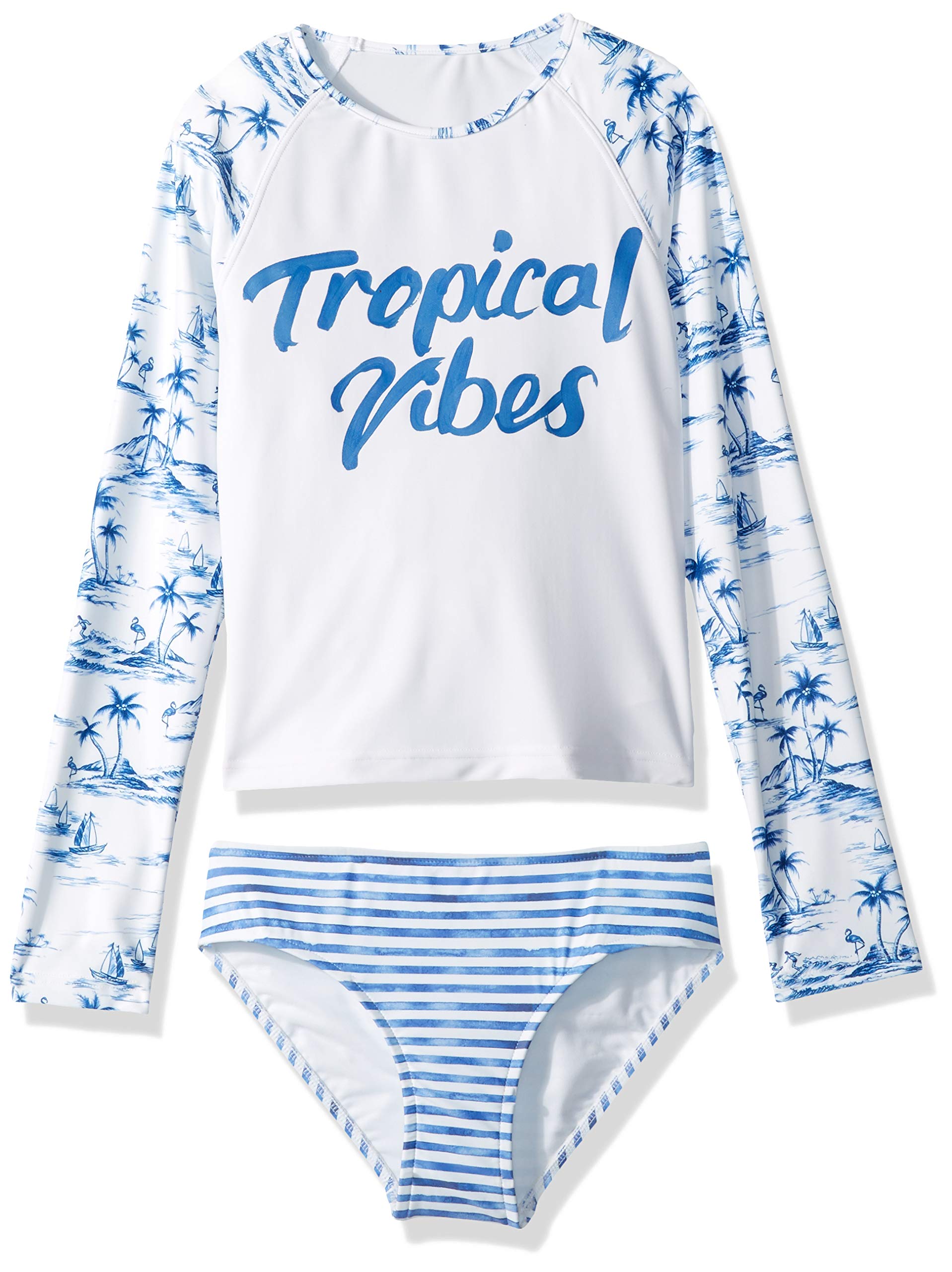 Seafolly Girls' Long Sleeve Rash Guard & Swim Bottom Set - UPF 50+ Sun Protection Surf Swimwear for Beach, Pool & Water Sports