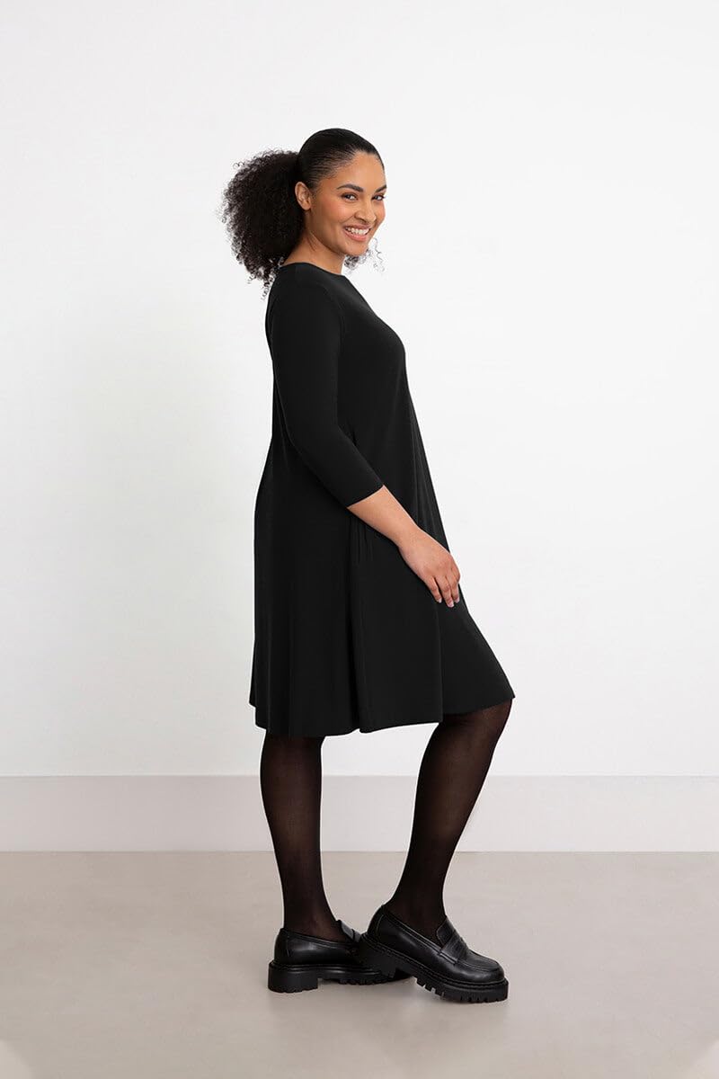Elegant Black Trapeze Dress - Short Sleeve A-Line Mini Dress for Women | Perfect for Cocktail Parties, Date Nights & Summer Outfits