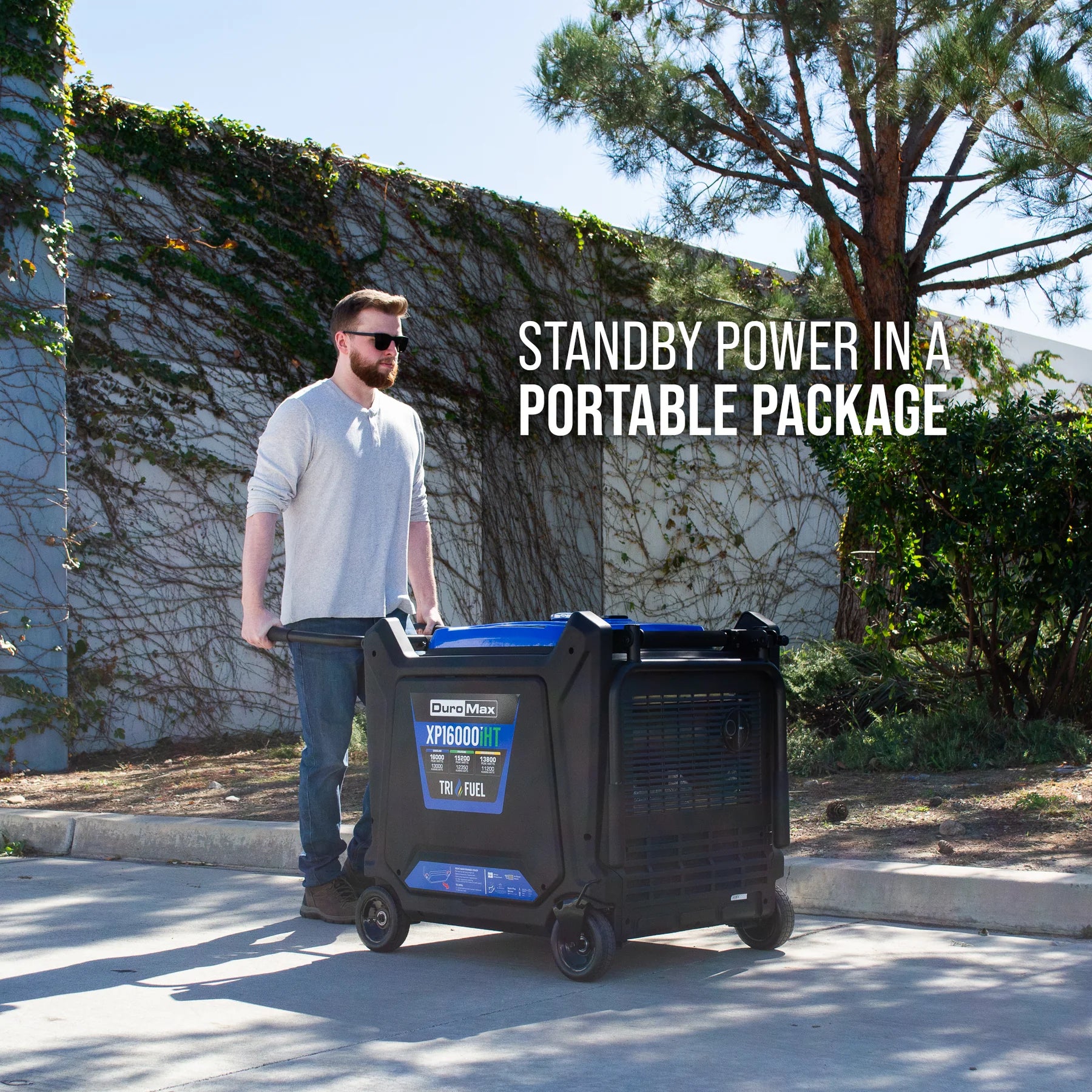 DuroMax XP16000iHT 13000W/16000W Tri Fuel Portable Generator - Gasoline, Propane & Natural Gas - Electric Start with CO Alert - Quiet Inverter Technology - Perfect for Home Backup, Camping & Emergency Power