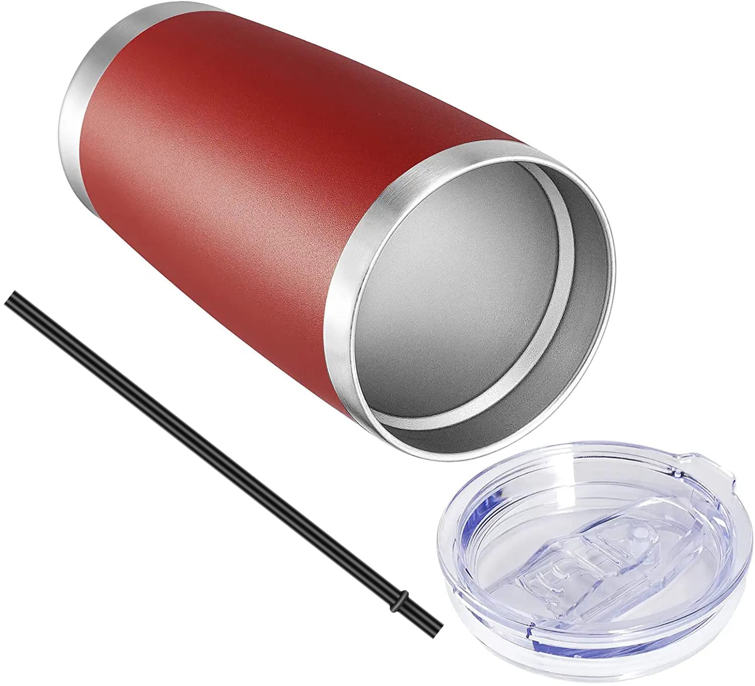 VEGOND 20oz Stainless Steel Tumbler with Lid & Straw - Vacuum Insulated Double Wall Travel Mug, Powder Coated Coffee Cup (Powder Red, 12 Pack) - Perfect for Office, Gym, Camping & Outdoor Activities