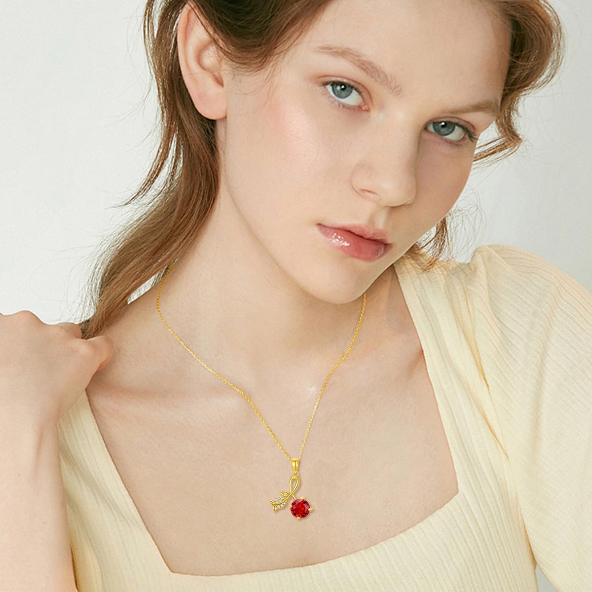 14K Solid Yellow Gold Rose Infinity Pendant Necklace for Women - 16+2 Inch Adjustable Chain, Elegant Jewelry Gift for Birthday, Christmas, Mother's Day - Perfect for Weddings, Anniversaries & Romantic Occasions
