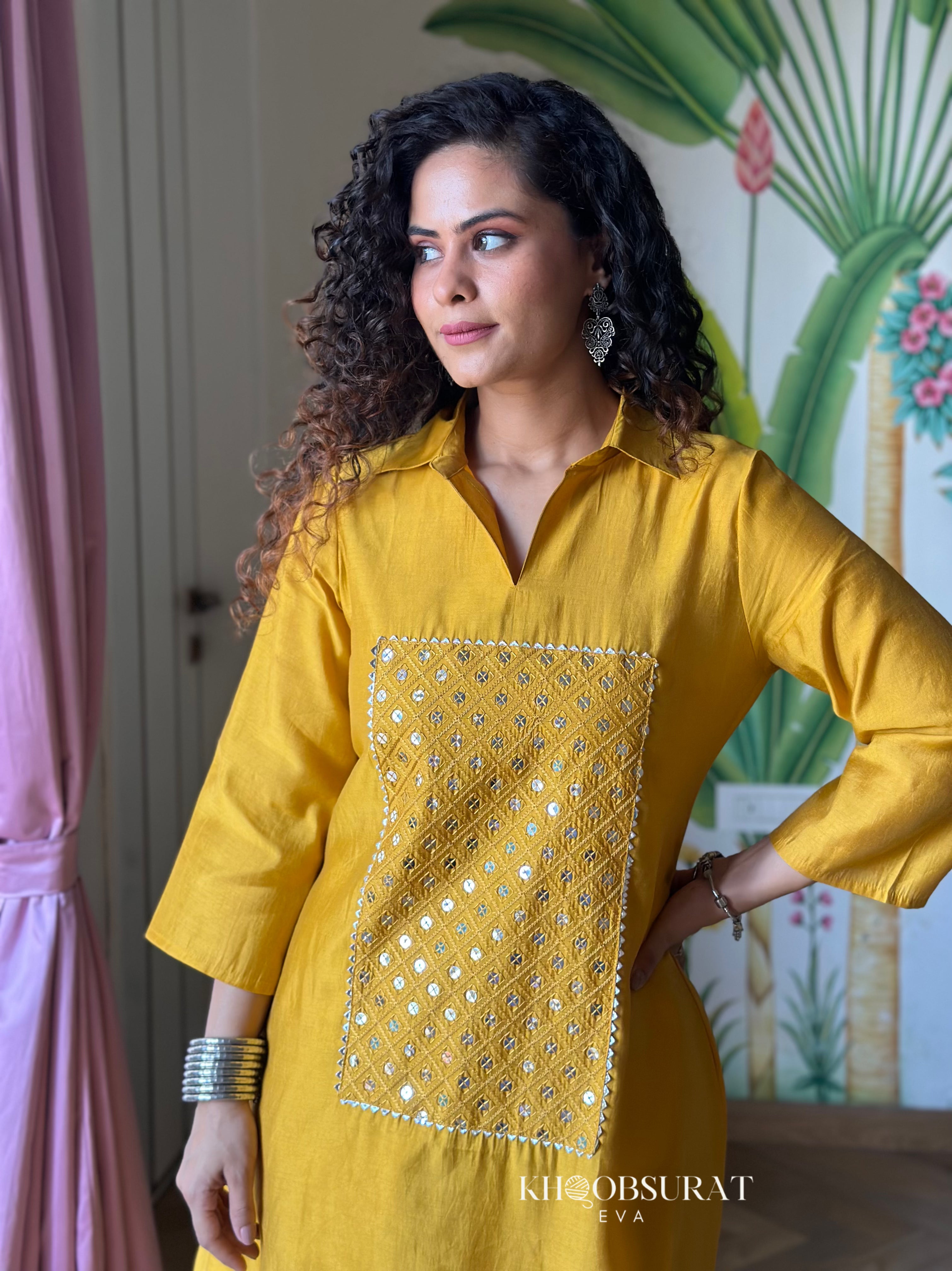 Marigold Yellow Embroidered Kurta Set for Women | Traditional Indian Ethnic Wear | Perfect for Festivals, Weddings & Casual Outings