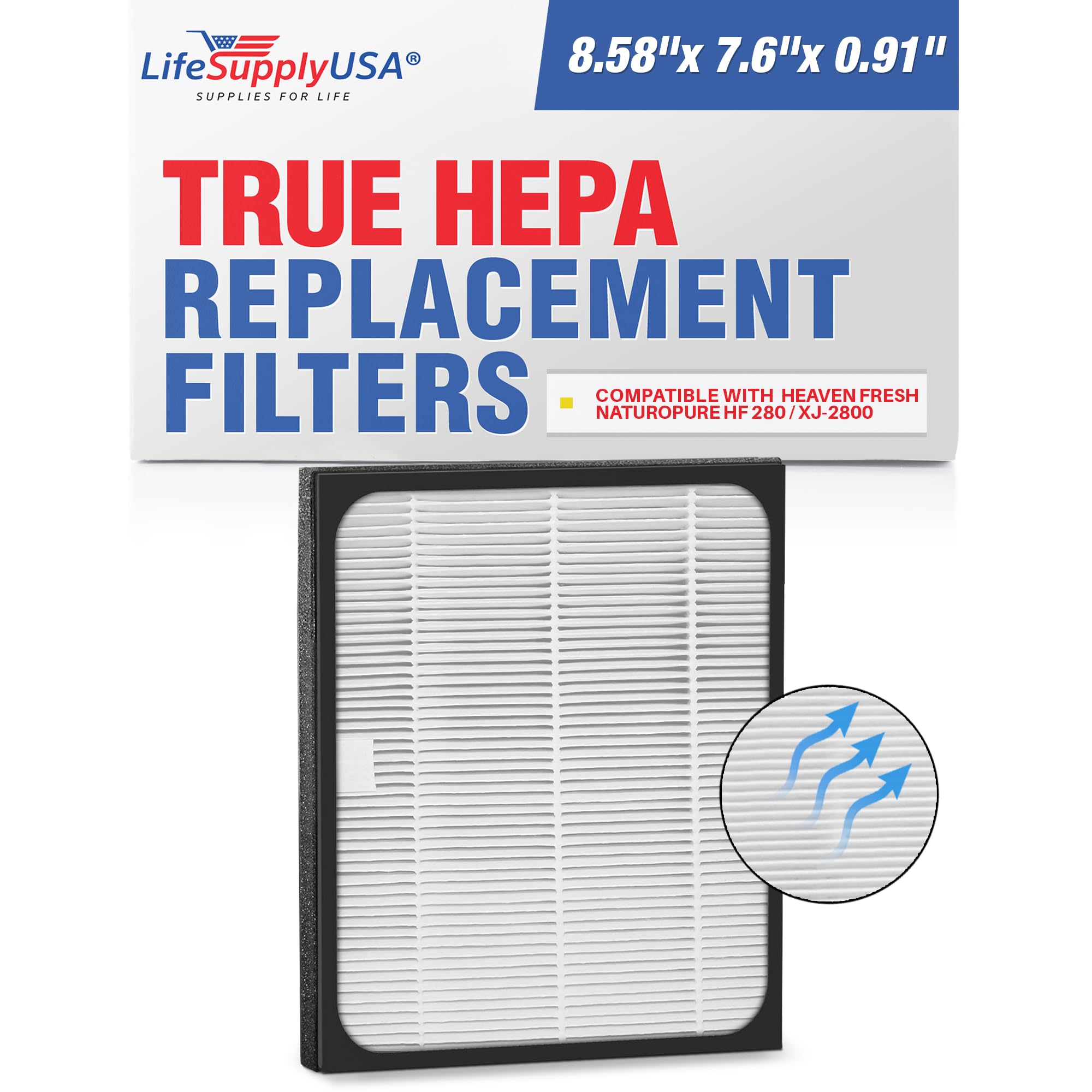 True HEPA Air Cleaner Replacement Filter Compatible with Heaven Fresh NaturoPure HF 280 / XJ-2800 - High Efficiency Air Purifier Filter for Allergies, Dust, Pet Dander - Ideal for Home, Office, and Bedroom Use