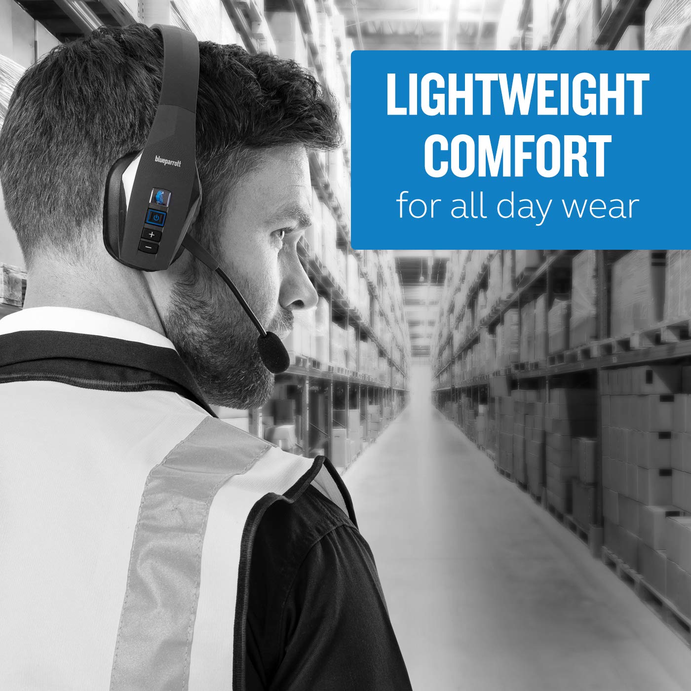 BlueParrott S450-XT Voice-Controlled Bluetooth Headset with Industry-Leading Noise Cancellation - Long Wireless Range, 24-Hour Battery Life, Comfortable Over-Ear Design for Truck Drivers, Call Centers & Remote Work (Black)