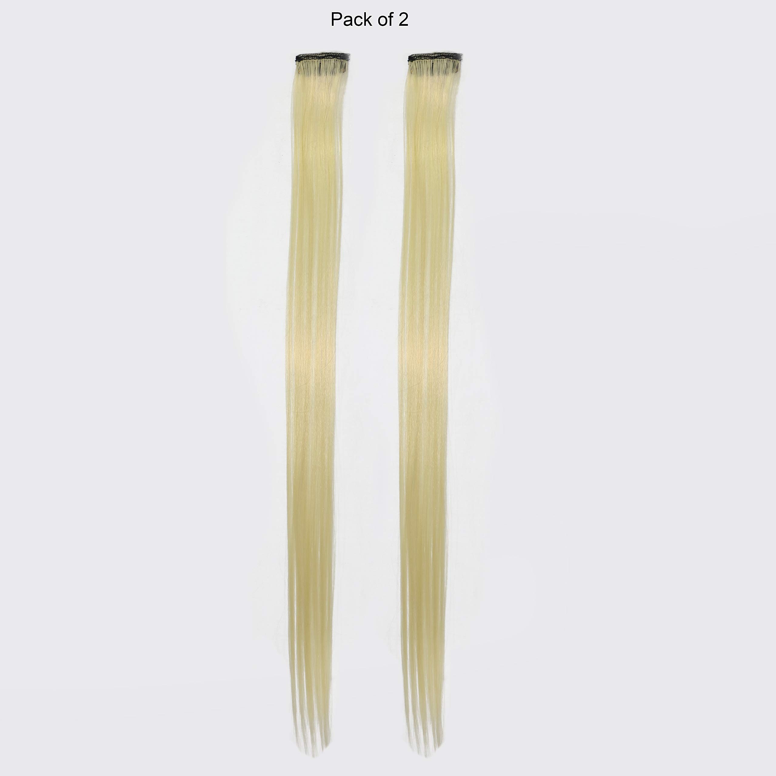 Paradise® 22 Inch Blonde Clip-In Hair Extensions - 2 Pack Straight Synthetic Hair Streaks for Women & Girls | Perfect for Parties, Cosplay & Fashion Styling