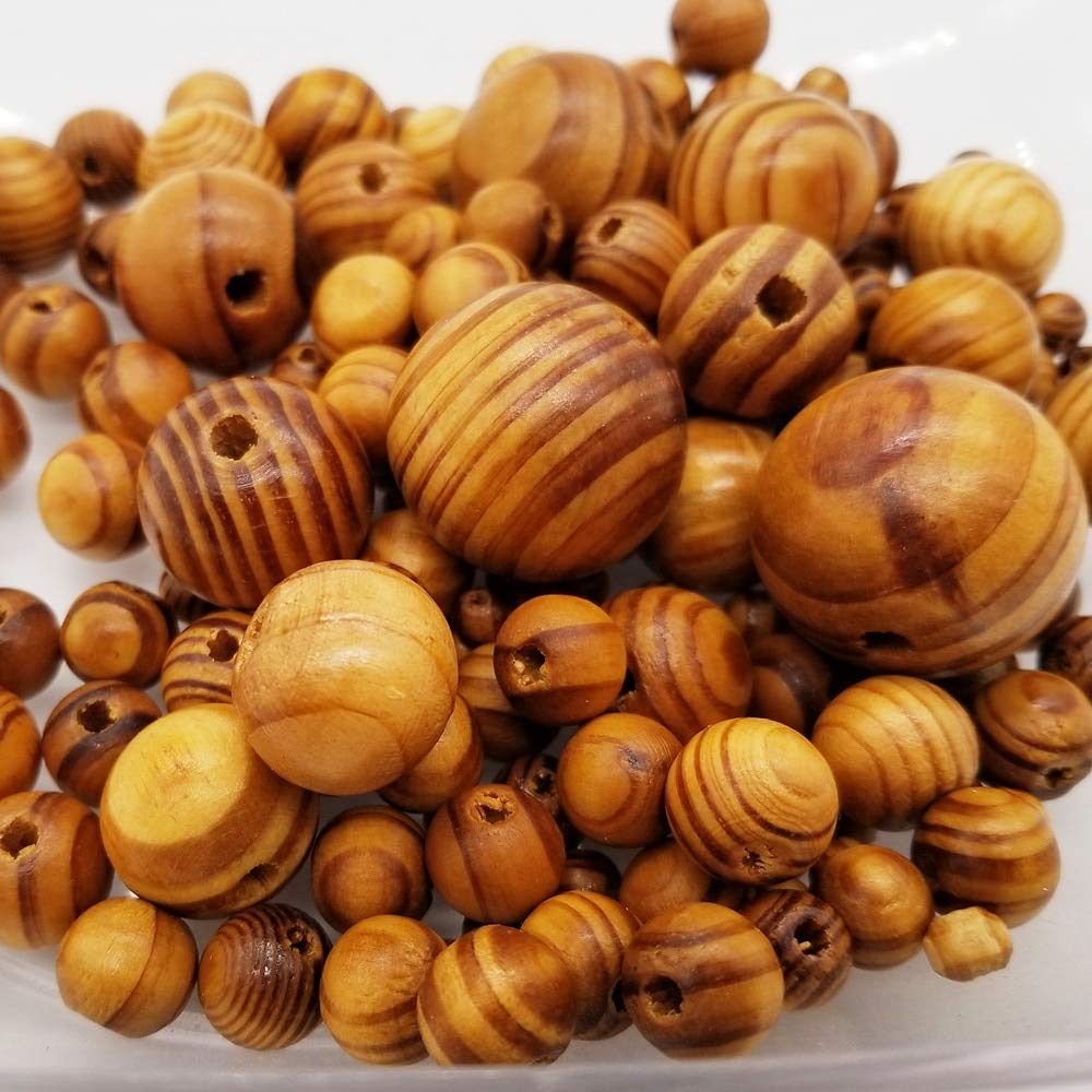 Natural Pine Wood Spacer Beads 6-30mm - Unfinished Round Wooden Loose Beads for DIY Jewelry Making (10mm, 50pcs) - Perfect for Bracelets, Necklaces & Handmade Crafts