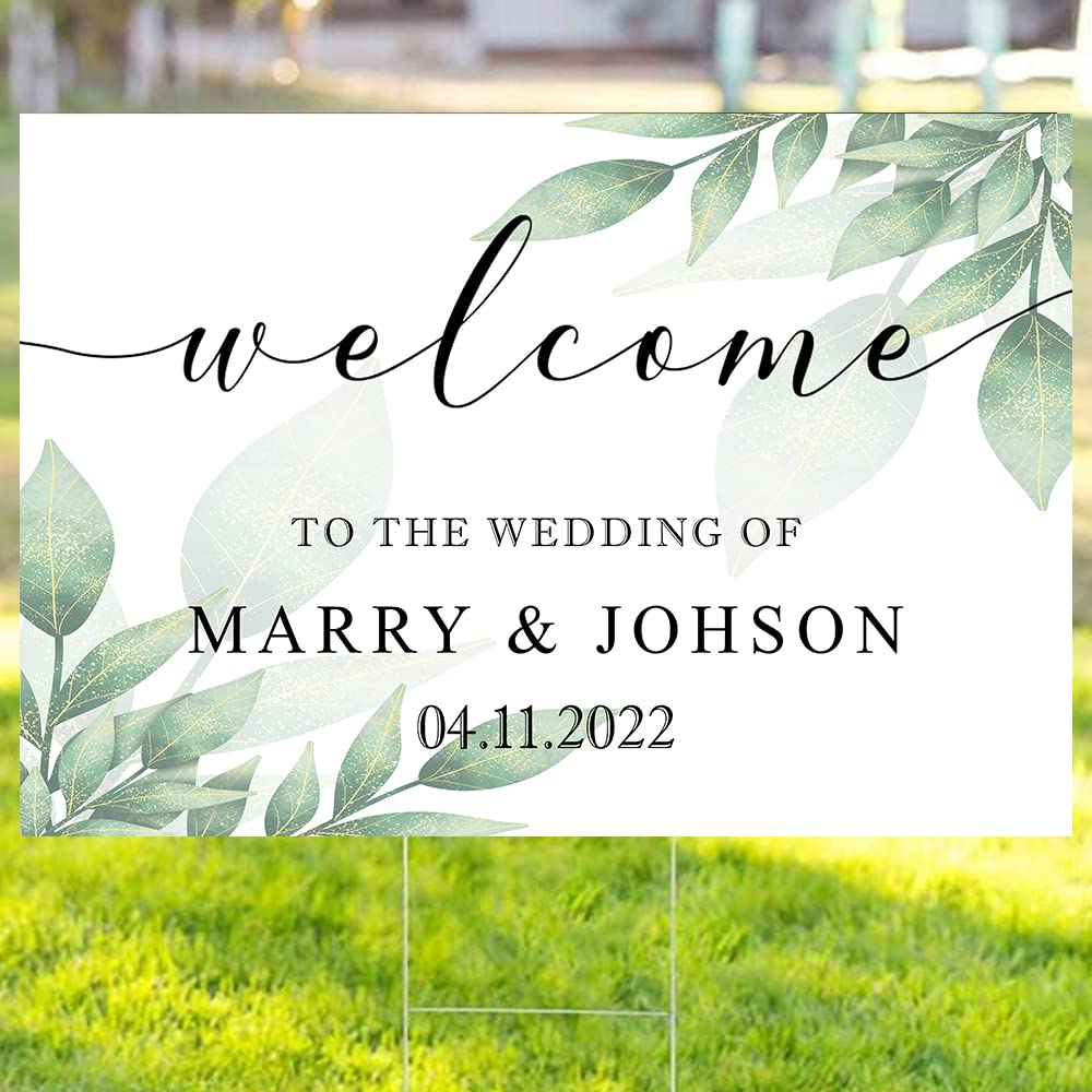 Customized Wedding Yard Sign 2024 - Personalized Bride & Groom Outdoor Wedding Decor - Rustic Wedding Party Signage - Perfect for Backyard Weddings, Anniversary Celebrations & Photo Backdrops