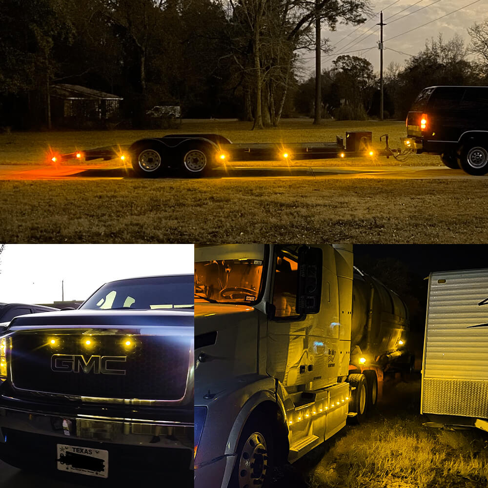 10PCS 2 Inch Round LED Side Marker Lights for Truck Trailer - 12V Red/Yellow/White - Durable Waterproof Clearance Lights for Semi Trailers, Boats, RVs & Off-Road Vehicles