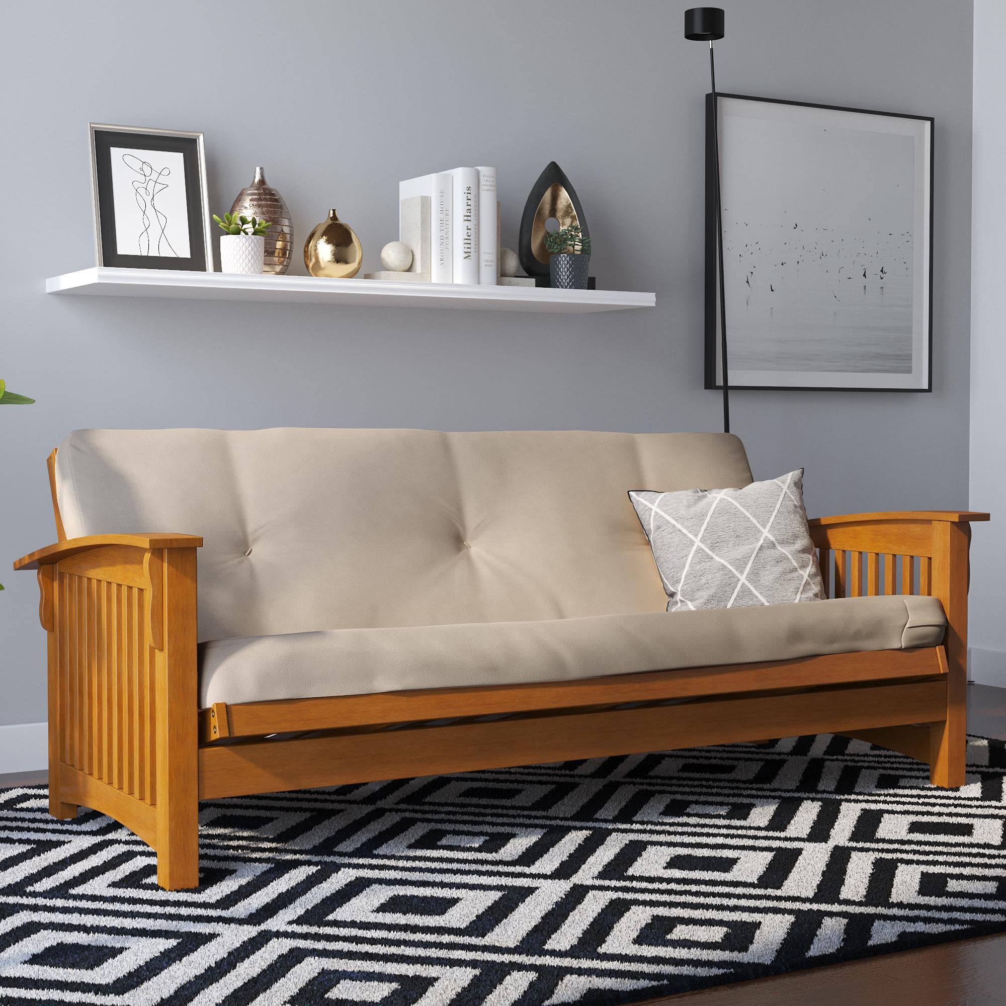 DHP Eve 6 Inch Thermobonded High Density Polyester Fill Futon Mattress - Twin/Full/Queen Size, Tan - Comfortable & Supportive for Guest Beds, Dorm Rooms, and Small Spaces