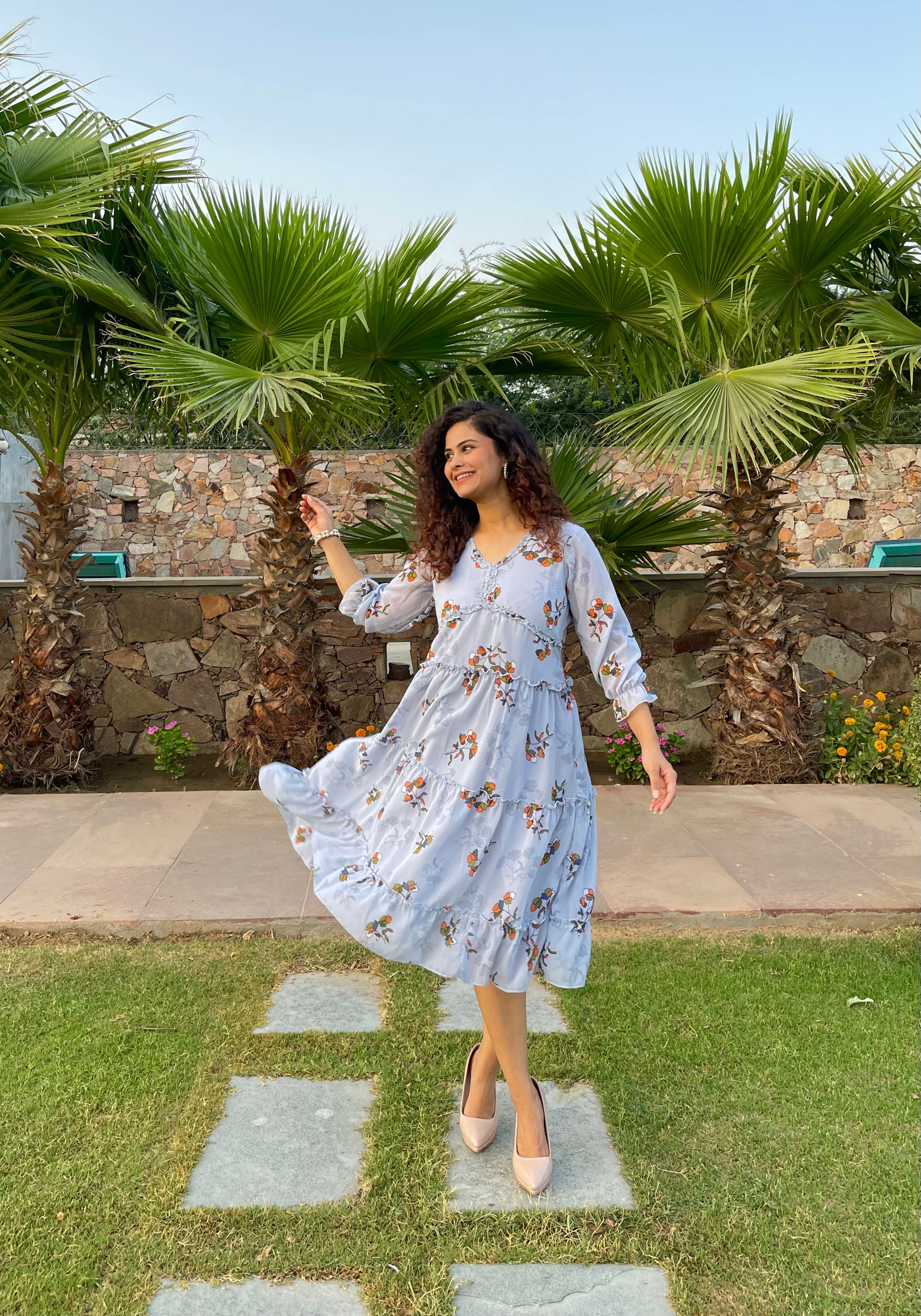 Elegant Grey Ruffle Maxi Dress for Women - Flowy Boho Summer Beach Dress for Vacation, Party & Casual Wear