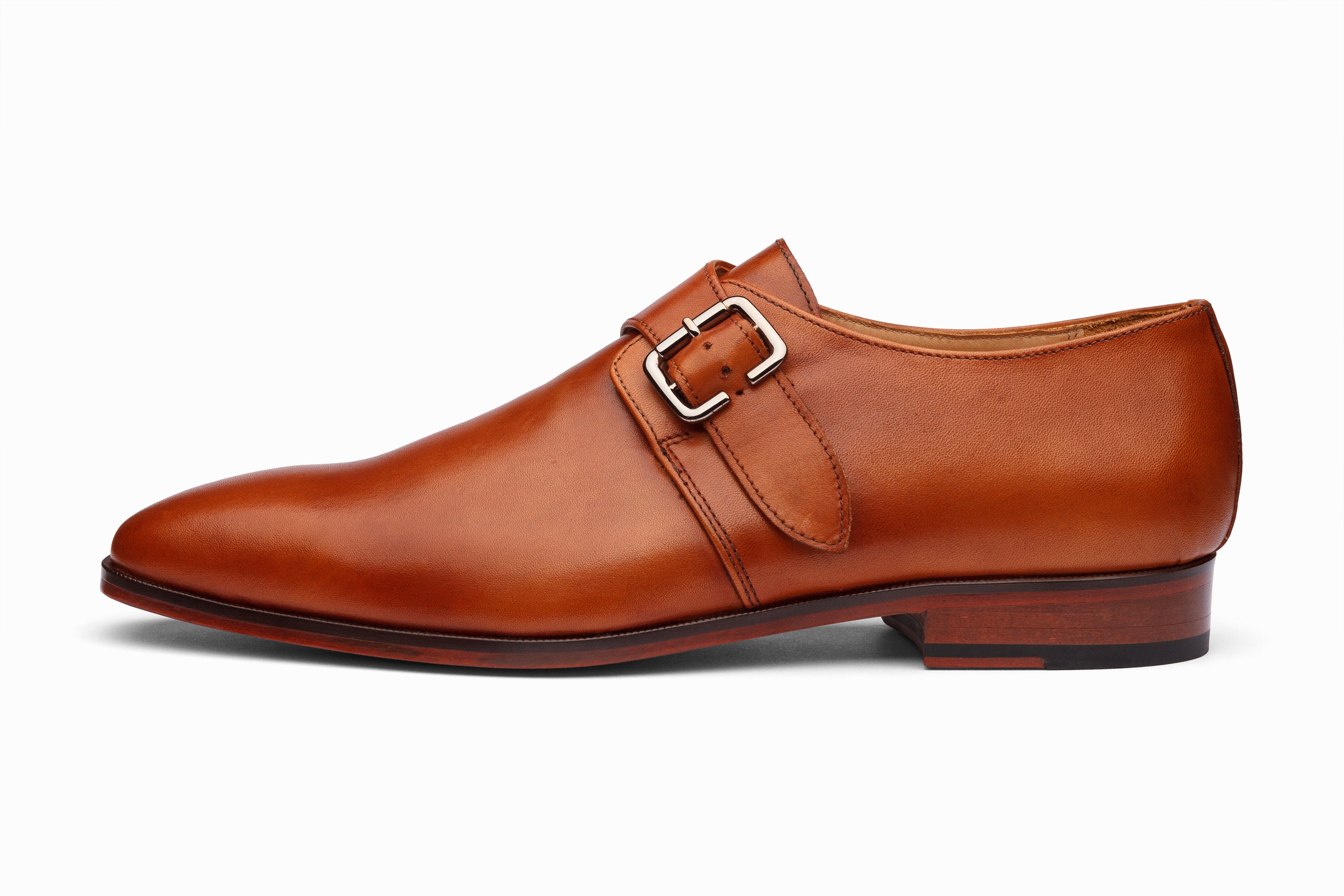 Men's Single Monkstrap Dress Shoes in Tan - Classic Formal & Business Attire for Weddings, Office & Special Occasions