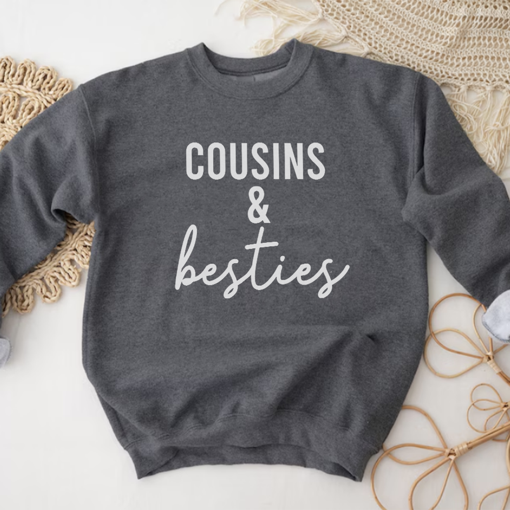 Cousins & Besties Matching Sweatshirts - Cute Couple Hoodies for Women - Perfect for Family Photos, Friendship Gifts & Twin Outfits