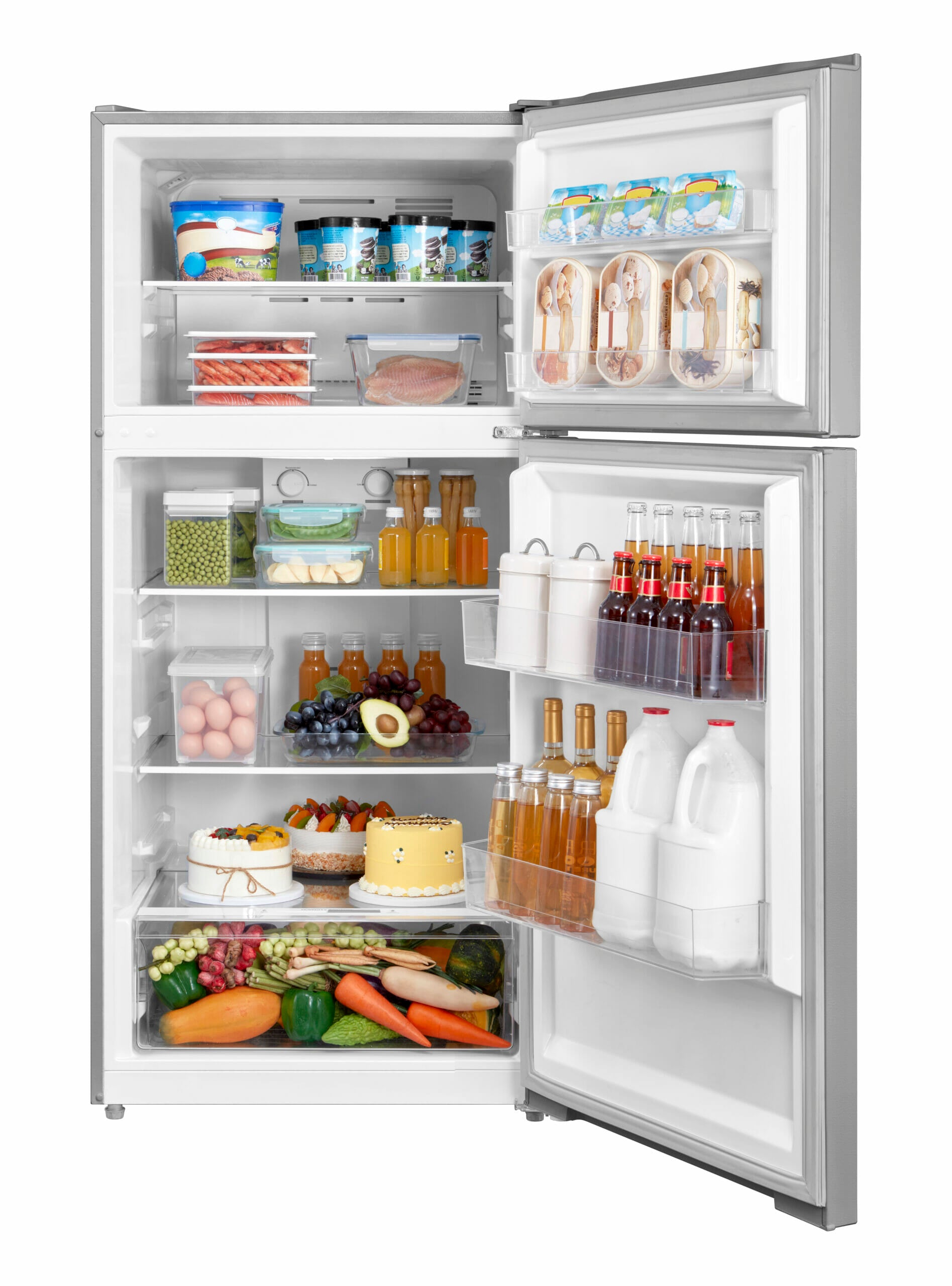 Danby DFF142E1SSDB 14.2 cu. ft. Compact Refrigerator - Stainless Steel Top Freezer Apartment Fridge for Small Spaces, Dorms & Studio Kitchens