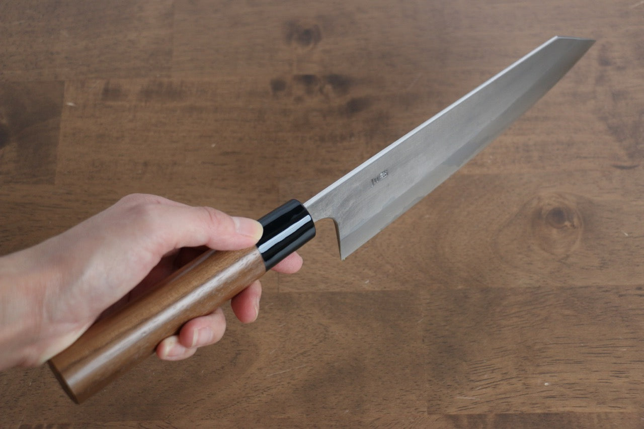 Nao Yamamoto 180mm Nashiji Bunka Knife - Silver Steel No.3 Blade with Walnut Handle - Perfect for Sushi, Vegetables & Meat Cutting - Japanese Kitchen Knife for Professional Chefs & Home Cooks