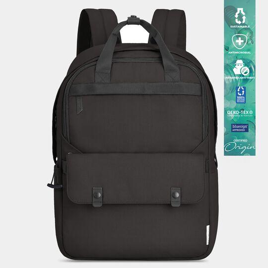 Travelon Origin Sustainable Antimicrobial Anti-Theft Large Backpack for Travel, Commuting & Work - Water-Resistant Laptop Backpack with RFID Protection & Hidden Pockets