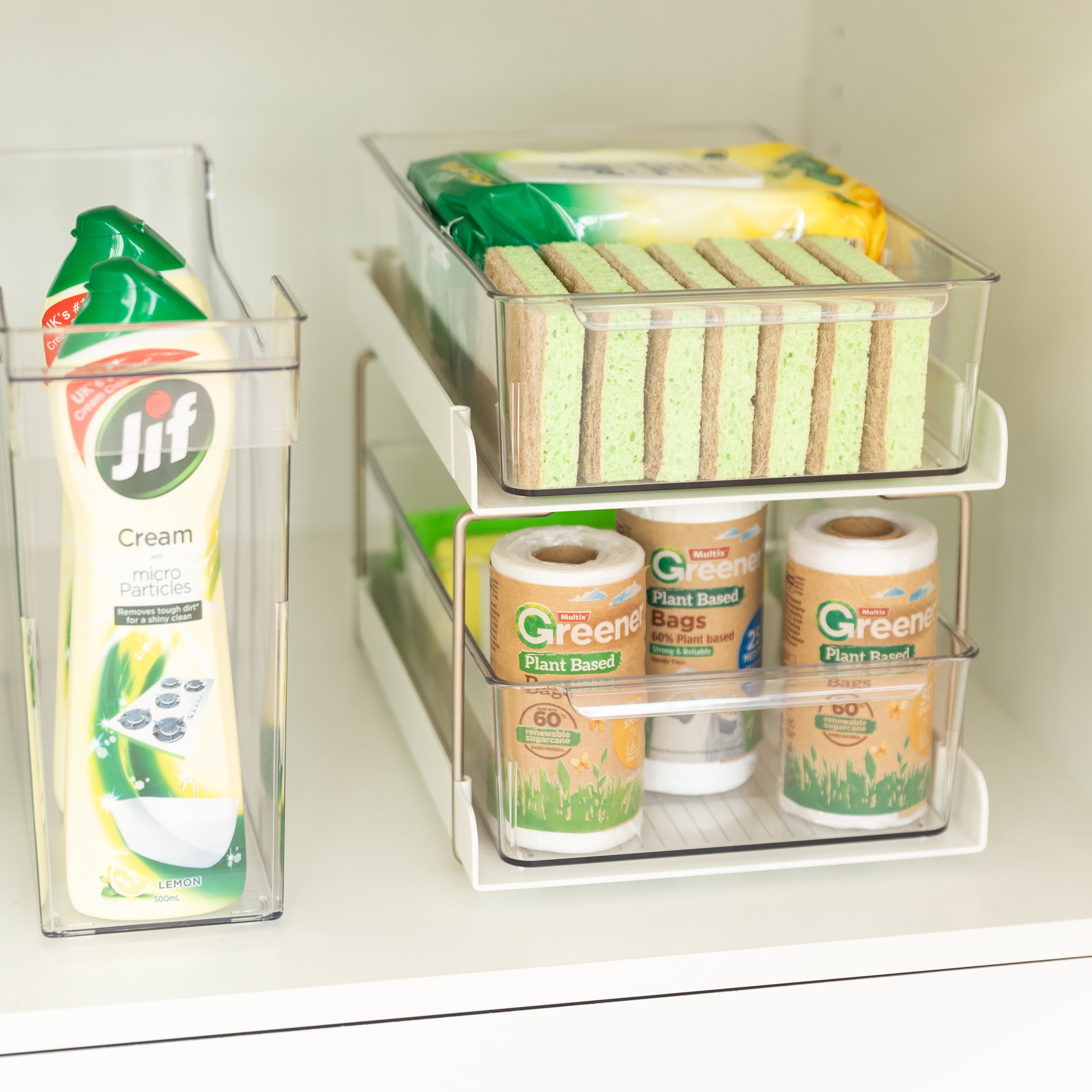 Under Sink Small Pack - Compact Storage Organizer for Kitchen & Bathroom - Perfect for Cleaning Supplies, Sponges, and Household Essentials