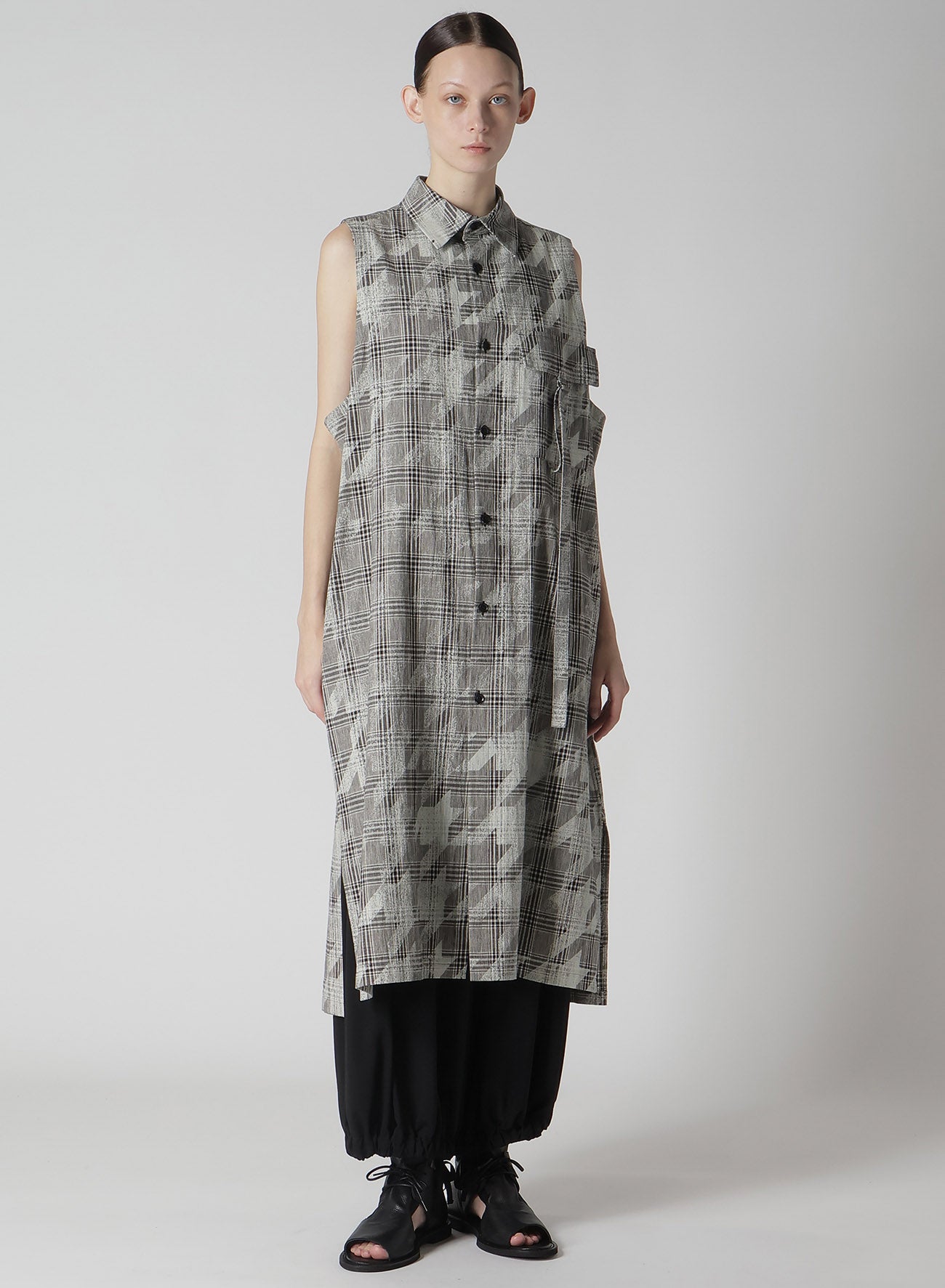 Stylish Cotton Linen Plaid Houndstooth Sleeveless Shirt Dress for Women | Casual Summer Dress for Outings, Beach, and Office Wear