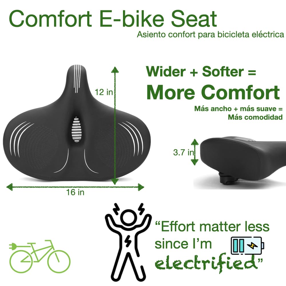 **Extra Wide Comfortable Plus Size E-Bike Seat – Electric Bike Cushion for Men & Women – Ideal for Long Rides, Commuting, and Outdoor Adventures**