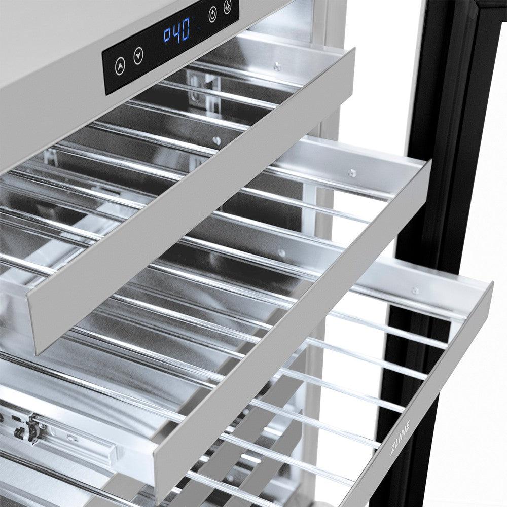 ZLINE Autograph Edition 24 Inch Touchstone Dual Zone 44 Bottle Wine Cooler with Stainless Steel Glass Door & Matte Black Handle - Perfect for Home Bars, Wine Cellars, and Entertaining Spaces (RWDOZ GS 24 MB)