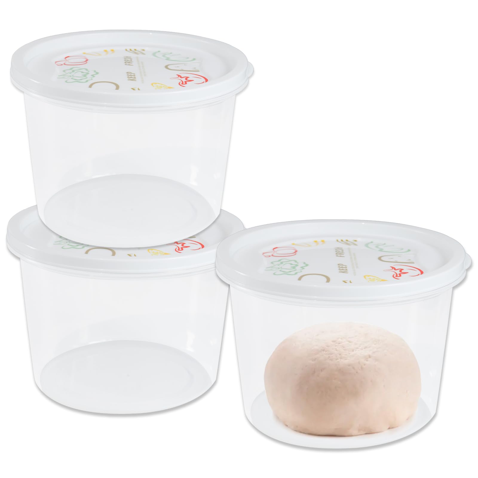 Stackable 1100ml Pizza Dough Proofing Boxes with Lids - Set of 3 Dough Rising Containers for Home Baking, Professional Kitchens & Pizza Restaurants - Perfect for Bread, Pastry & Fermented Foods Preparation