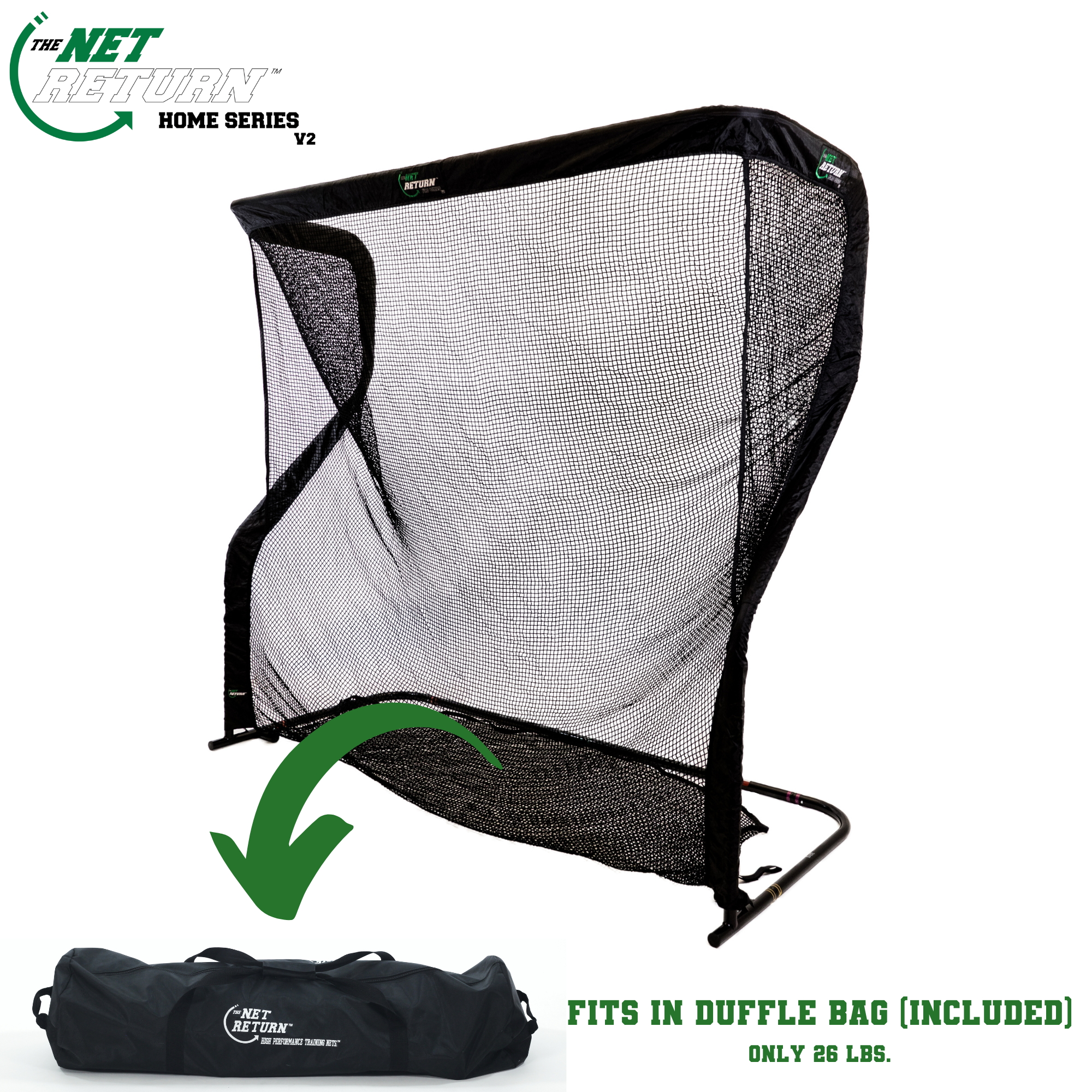 The Net Return Home Series V2 7'x7' Golf Practice Net - Premium Golf Hitting Net for Indoor/Outdoor Training, Backyard & Driving Range Use