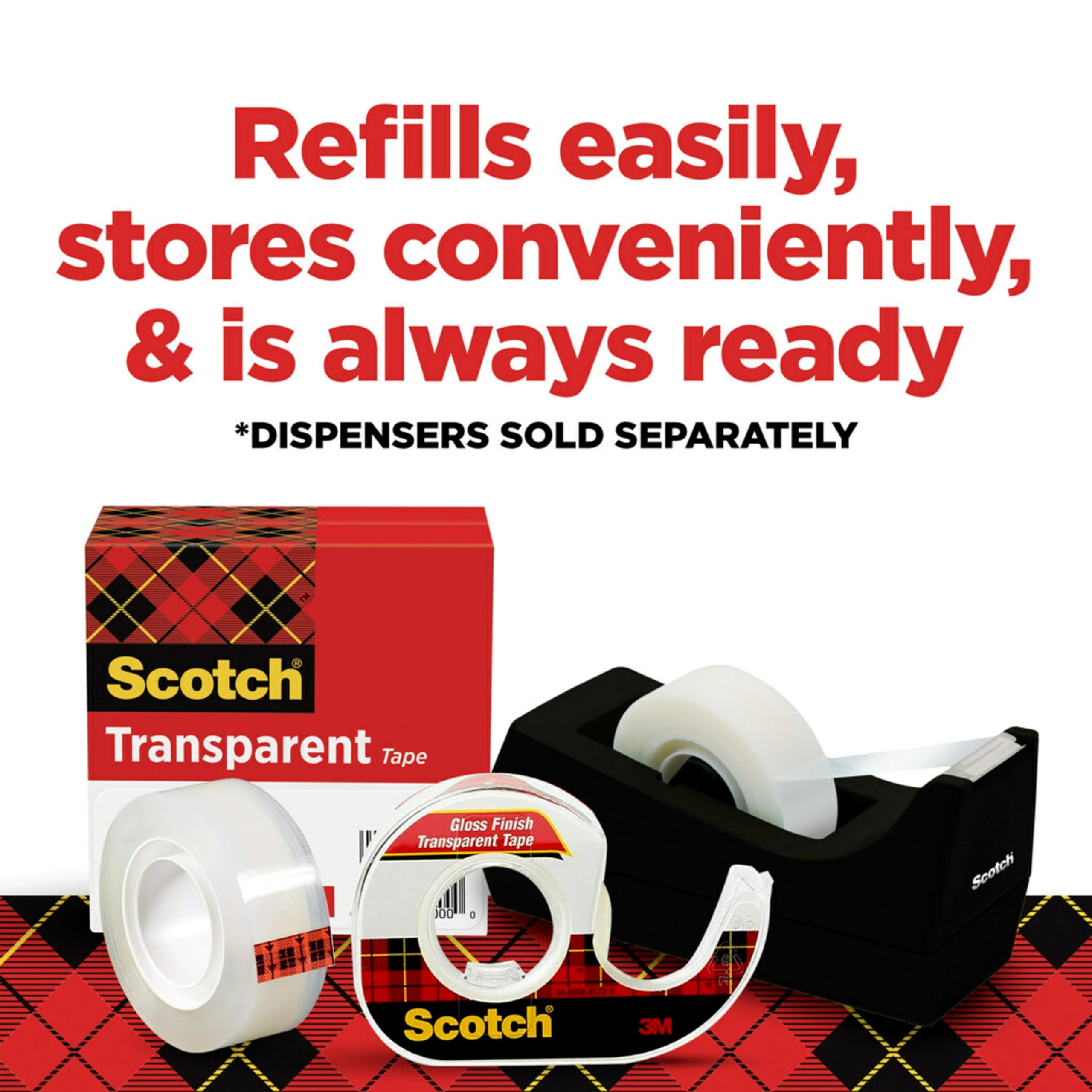 Scotch Transparent Tape - 6 Rolls, 3/4 Inch x 1296 Inch Clear Adhesive Tape for Office, School, Home & Crafts | Strong Hold for Wrapping, Sealing, Mending & DIY Projects